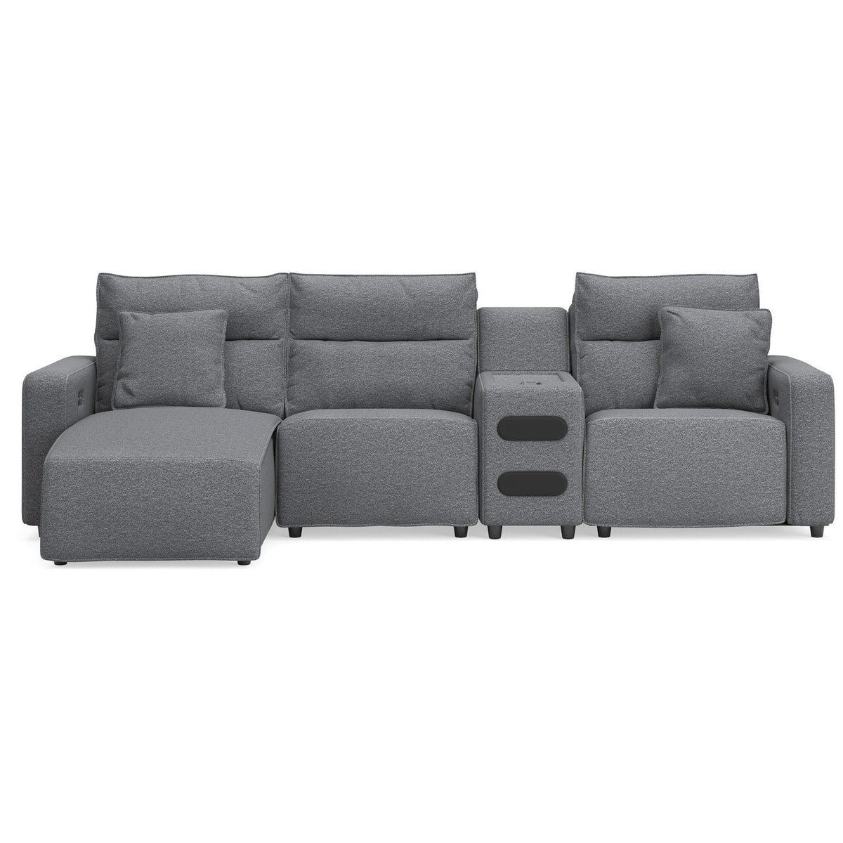 Signature Design by Ashley Modmax 65906S25 4 pc Reclining Sectional with Chaise and Audio Console IMAGE 1