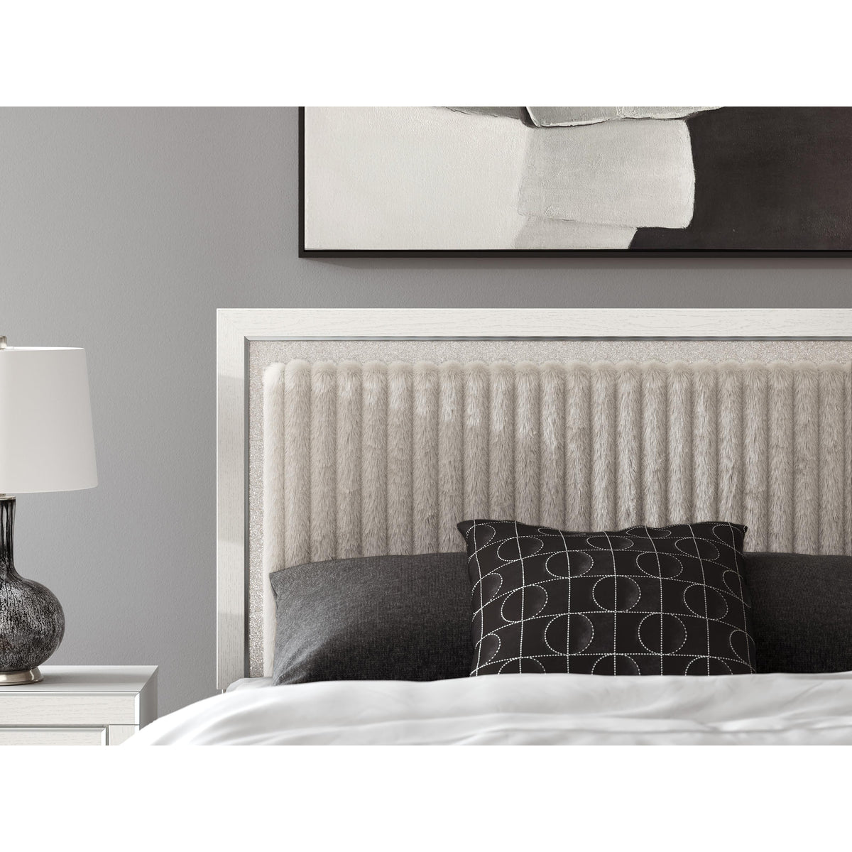 Signature Design by Ashley Zuraleus PCB3381-57 Queen Upholstered Panel Headboard IMAGE 3