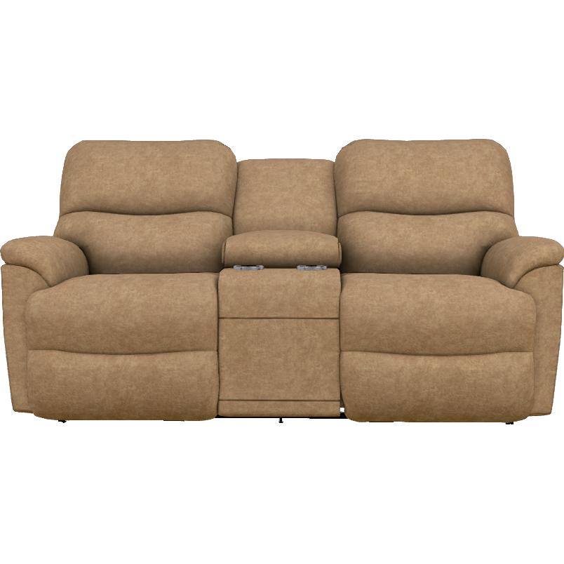 La-Z-Boy Trouper Reclining Loveseat w/ Console - Camel IMAGE 2
