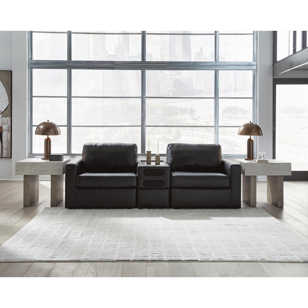 Signature Design by Ashley ModMax II 74305S13 3 pc Sectional Loveseat with Audio Console IMAGE 1