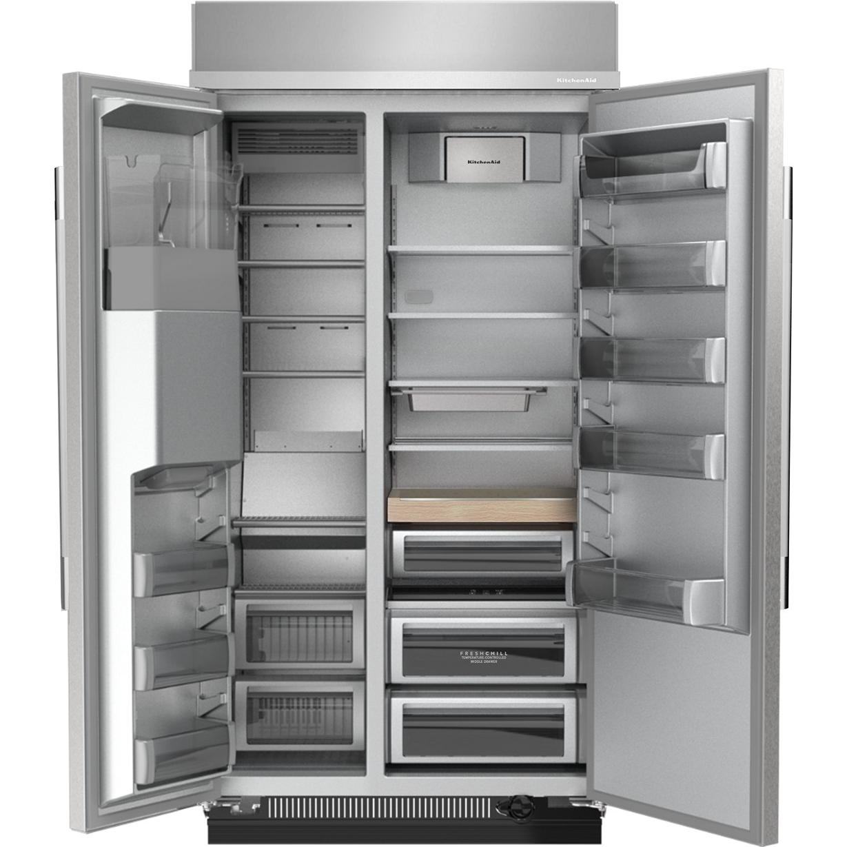 KitchenAid 42-inch, 25.1 cu. ft. Built-in Side-by-Side Refrigerator with External Water and Ice Dispensing System KBSD742SPS IMAGE 2