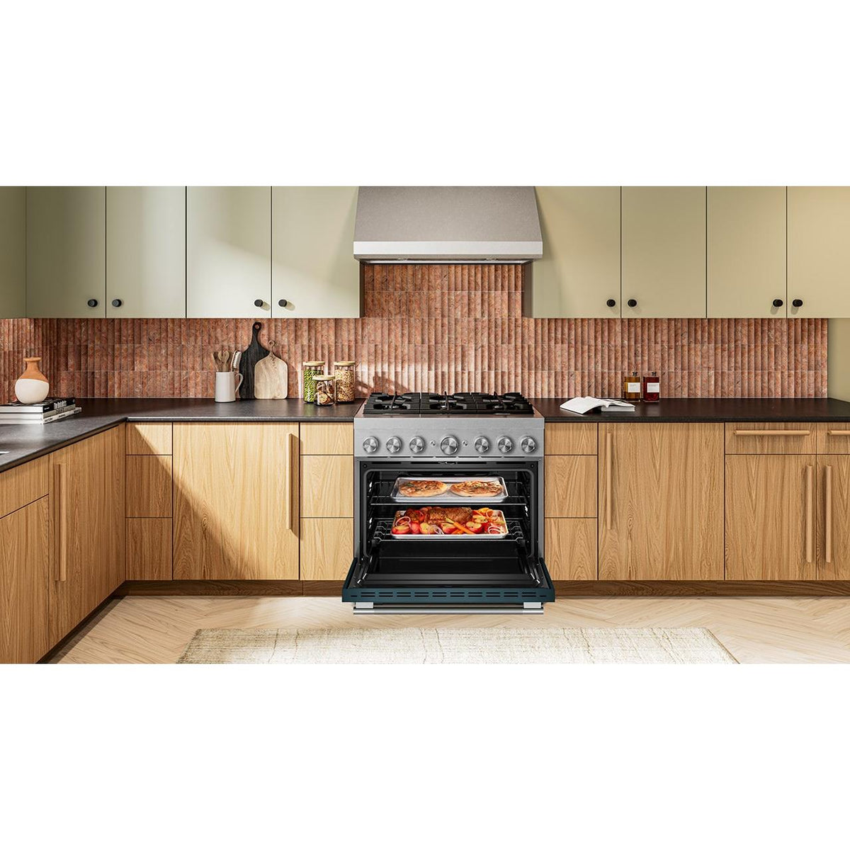 KitchenAid 36-inch, 5.1 cu. ft. Freestanding Commercial-Style Dual-Fuel Range with Even-Heat™ True Convection KFDS936SAG IMAGE 3