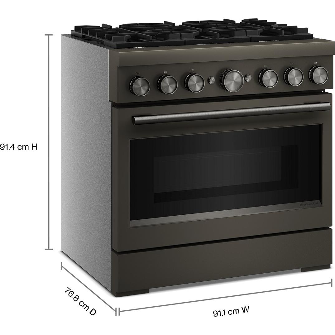 KitchenAid 36-inch, 5.1 cu. ft. Freestanding Commercial-Style Dual-Fuel Range with Even-Heat™ True Convection KFDS936SBE IMAGE 7