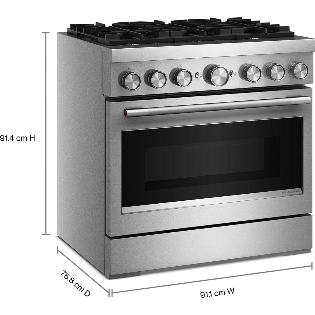 KitchenAid 36-inch, 5.1 cu. ft. Freestanding Commercial-Style Dual-Fuel Range with Even-Heat™ True Convection KFDS936SSS IMAGE 7