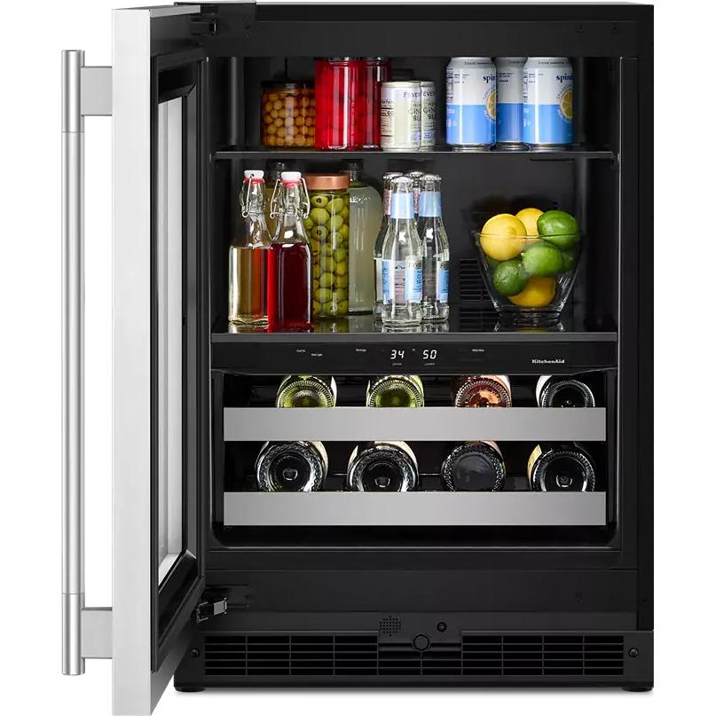 KitchenAid 4.8 cu. ft. Undercounter Beverage Center with Glass Door and Wood-Front Racks KUBL524SSB IMAGE 2