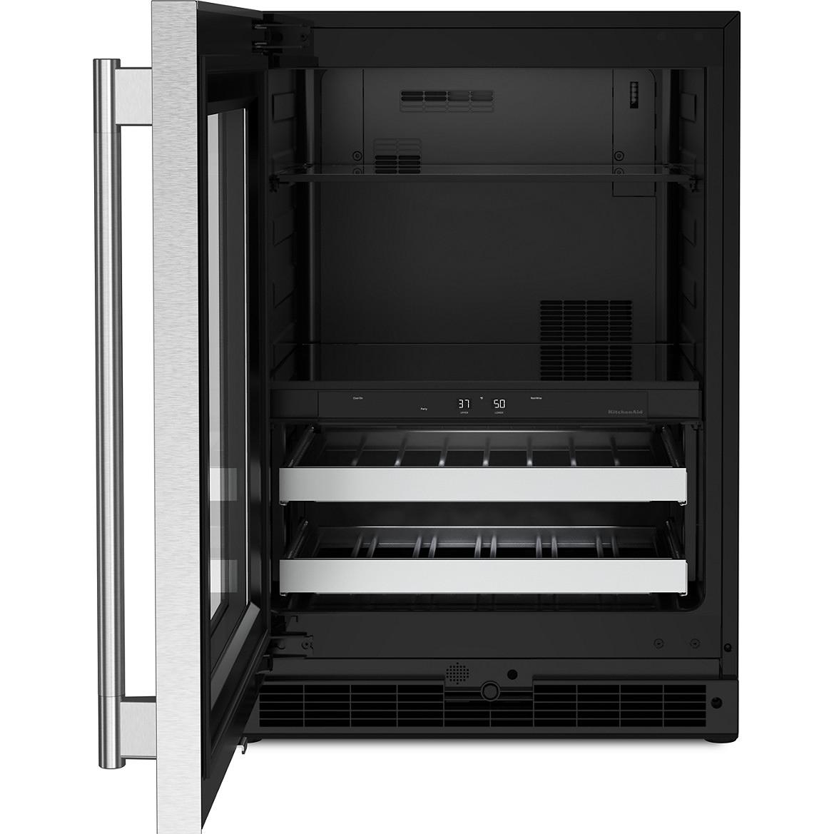 KitchenAid 4.8 cu. ft. Undercounter Beverage Center with Glass Door and Wood-Front Racks KUBL524SSB IMAGE 3