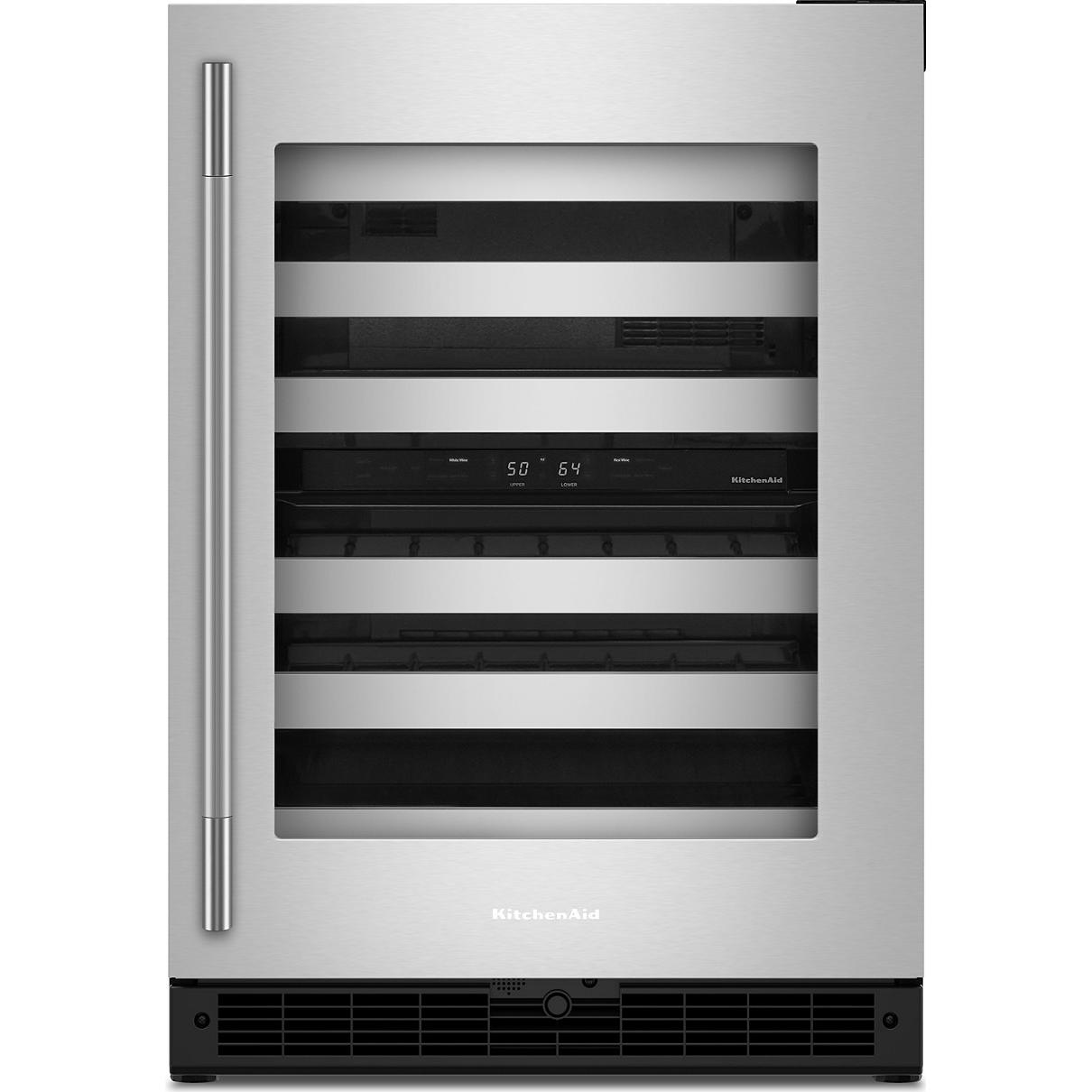 KitchenAid 46-Bottle Undercounter Wine Cellar with Full-Extension Metal-Front Racks KUWR324SSB IMAGE 1