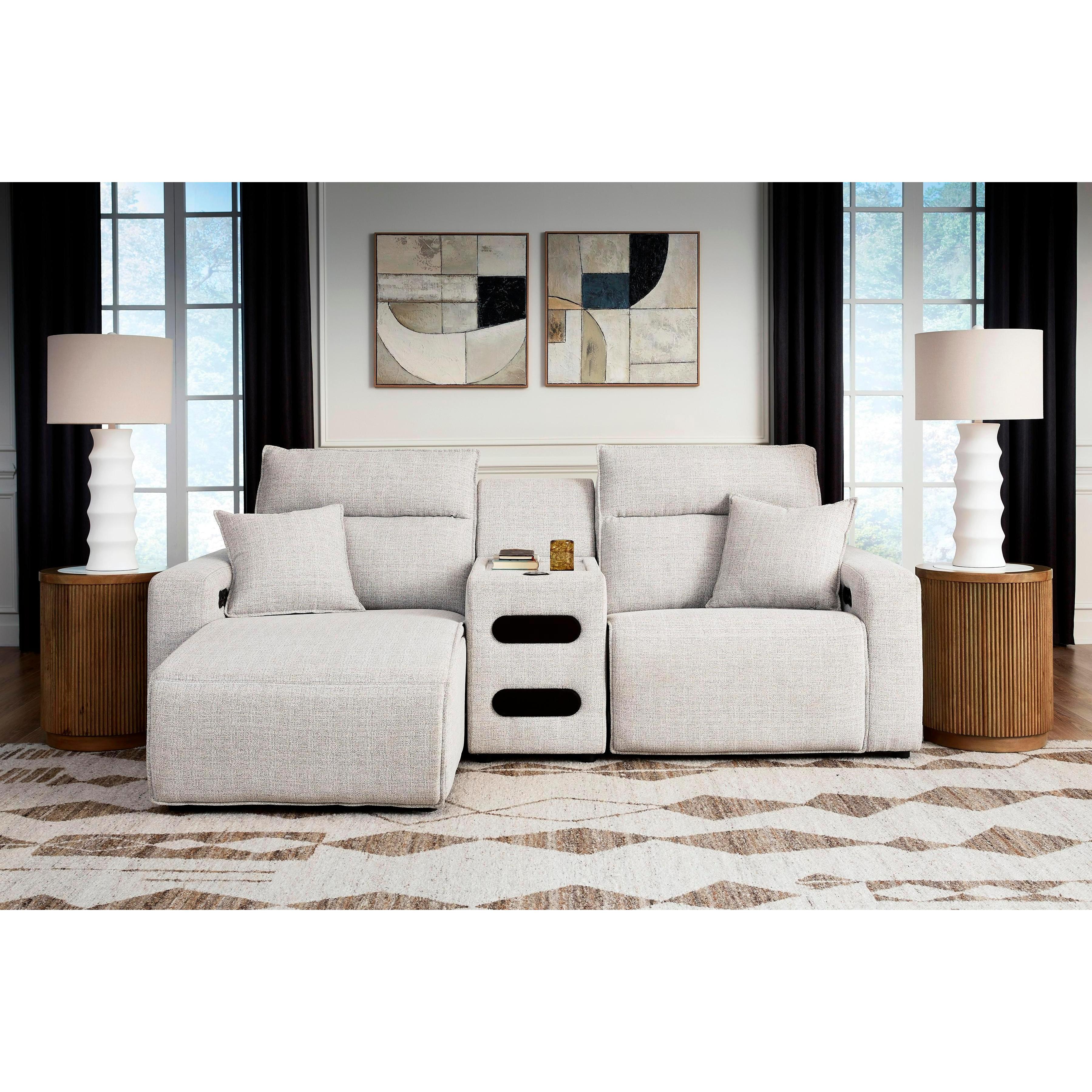 Signature Design by Ashley ModMax II 65907S18 3 pc Power Reclining Sectional with Chaise and Audio Console IMAGE 1