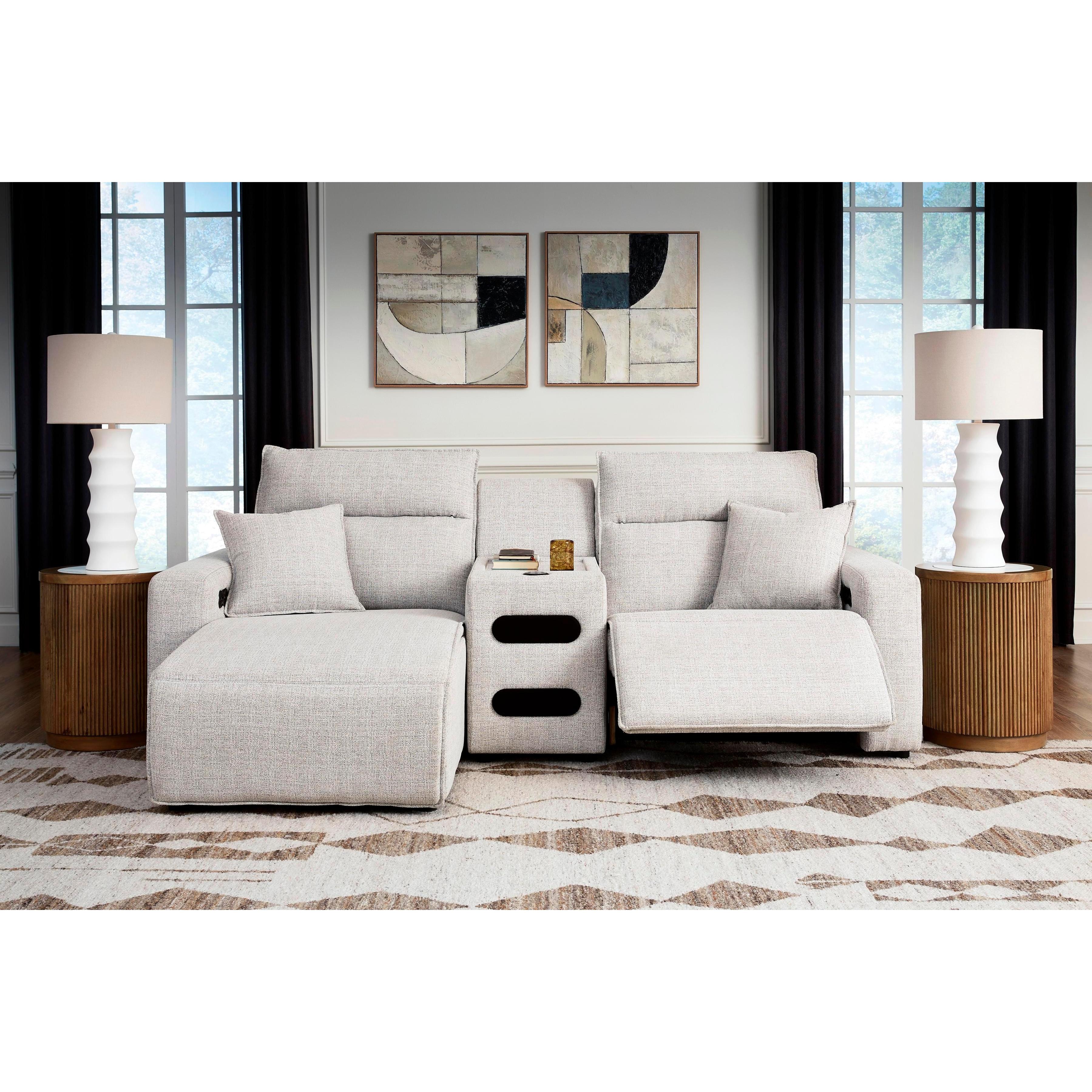 Signature Design by Ashley ModMax II 65907S18 3 pc Power Reclining Sectional with Chaise and Audio Console IMAGE 2