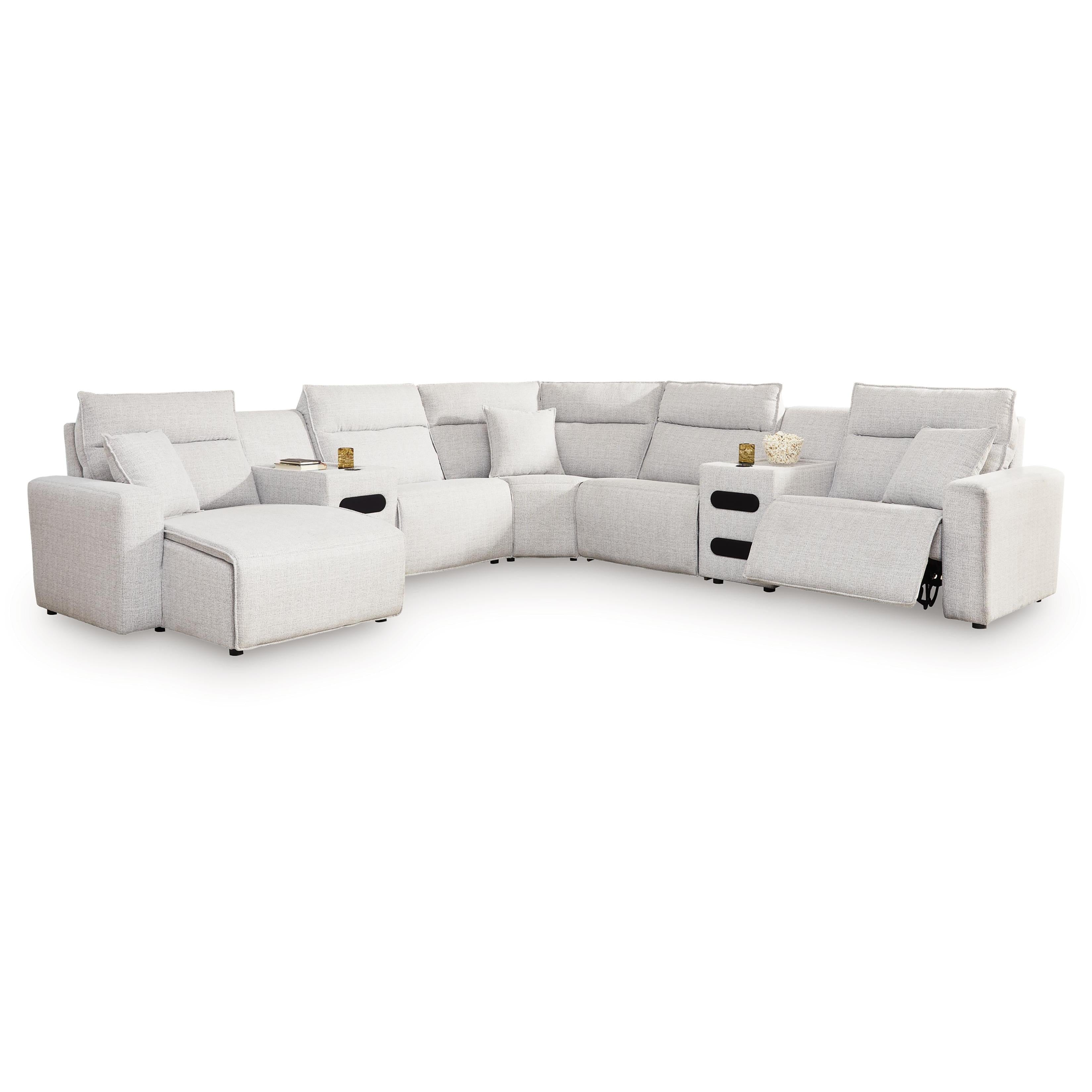 Signature Design by Ashley ModMax II 65907S20 7 pc Power Reclining Sectional with Chaise and Audio Consoles IMAGE 1