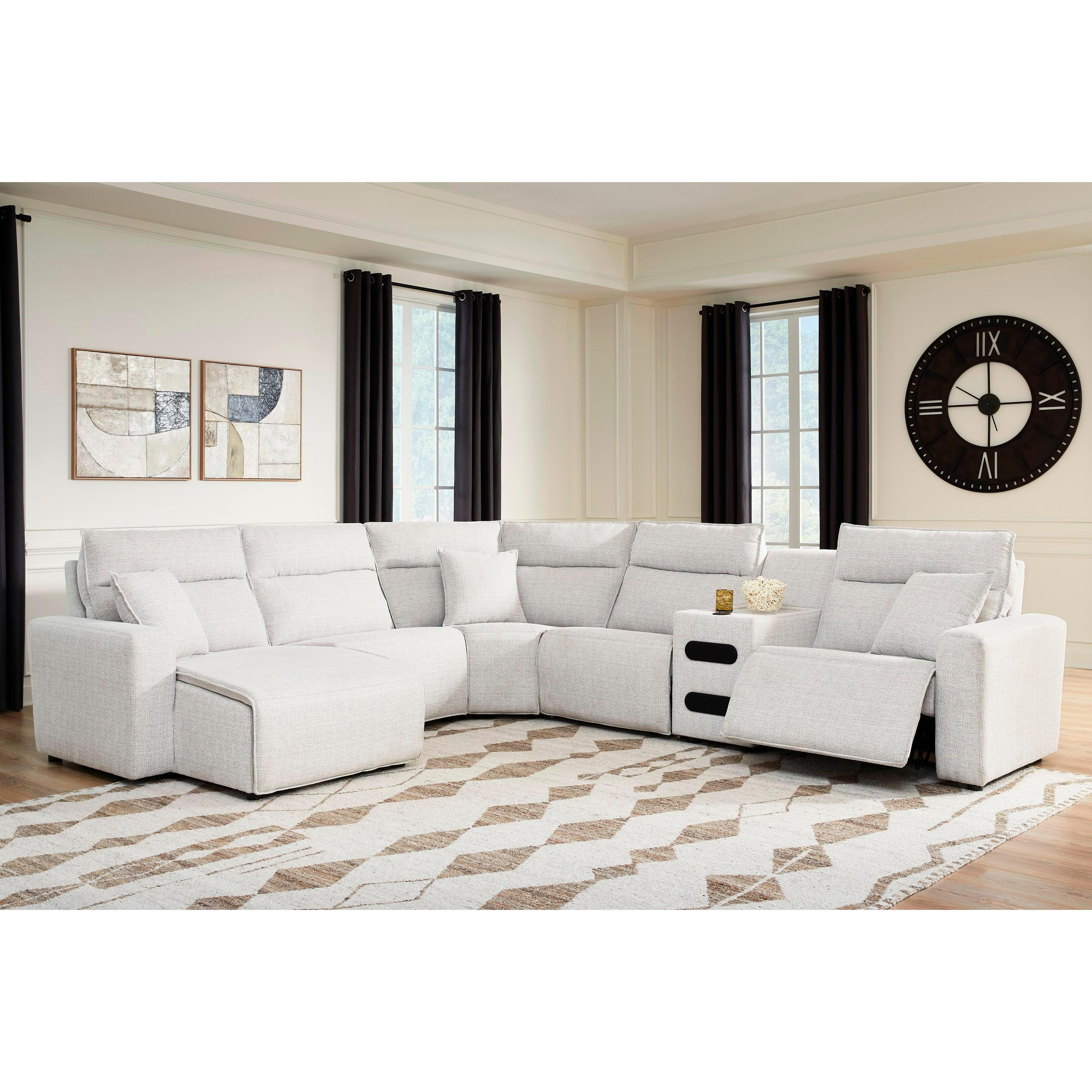 Signature Design by Ashley ModMax II 65907S29 6 pc Reclining Sectional with Chaise and Audio Console IMAGE 2
