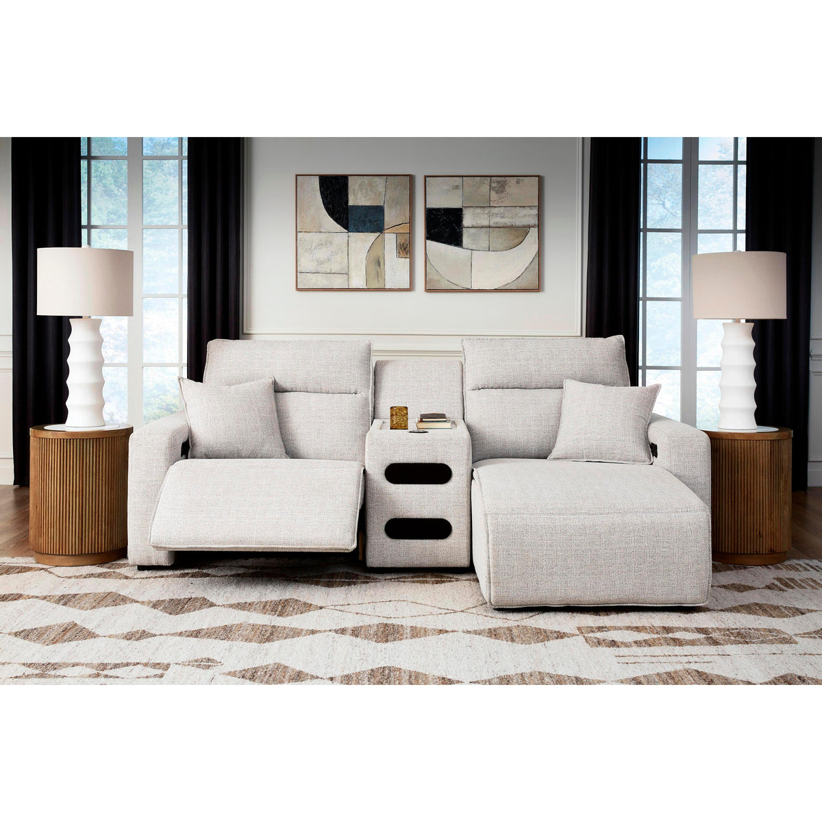 Signature Design by Ashley ModMax II 65907S5 3 pc Power Reclining Sectional with Chaise and Audio Console IMAGE 2