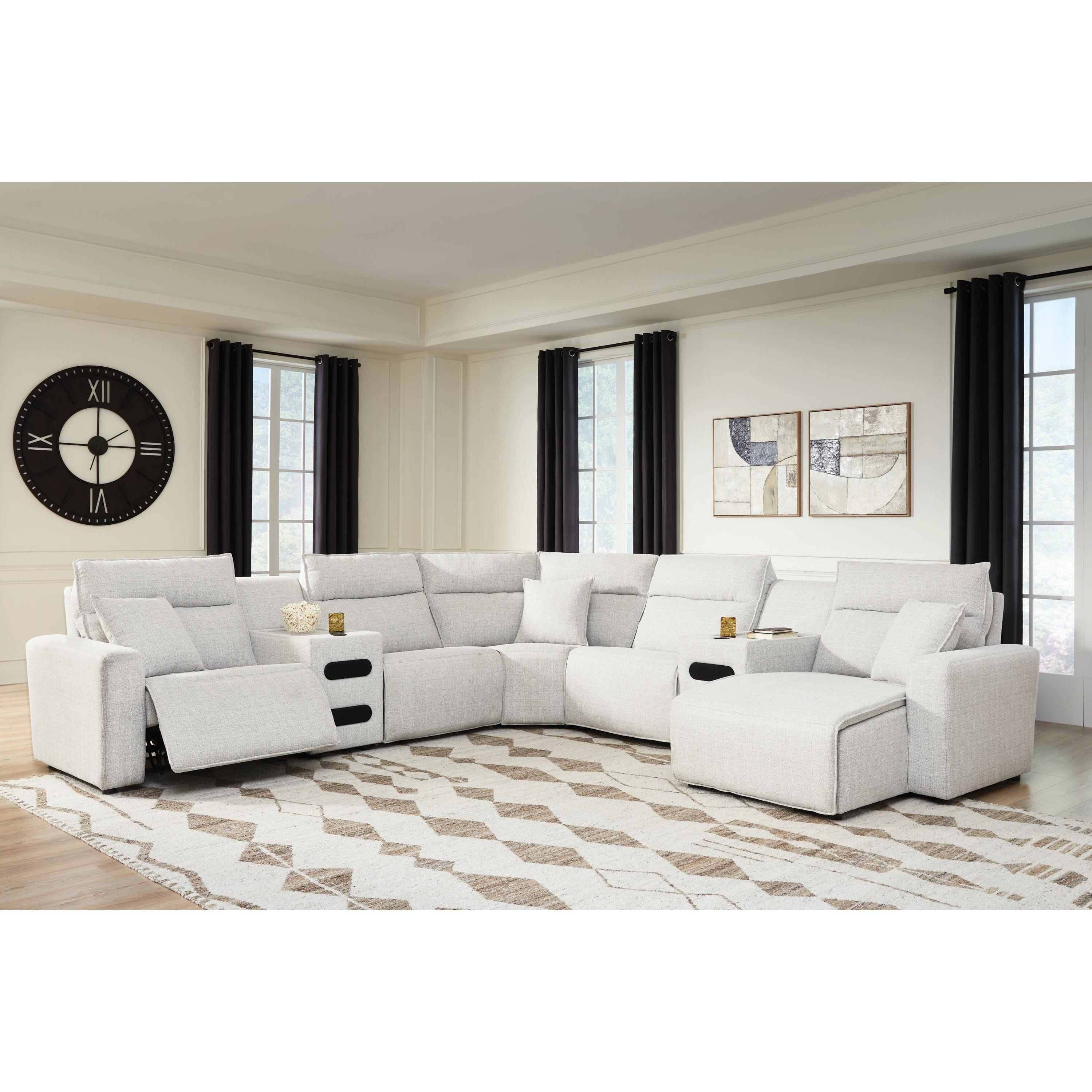 Signature Design by Ashley ModMax II 65907S7 7 pc Power Reclining Sectional with Chaise and Audio Consoles IMAGE 2
