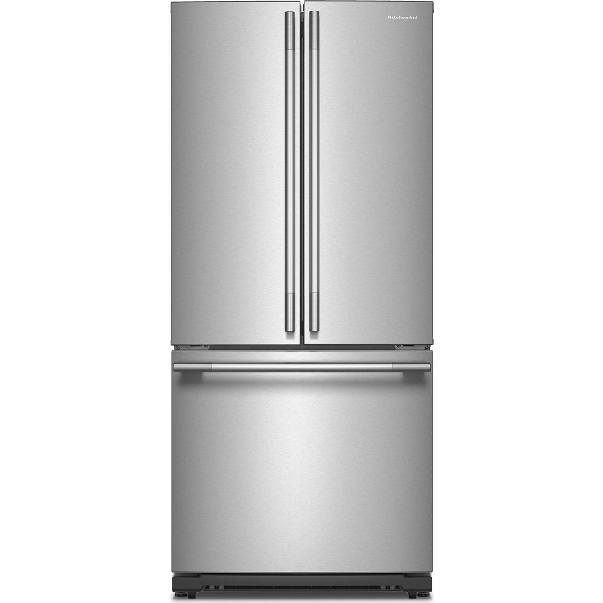 KitchenAid 30-inch, 20 cu. ft. Freestanding French 3-Door Refrigerator with Water Dispenser KRFF330SPS IMAGE 1