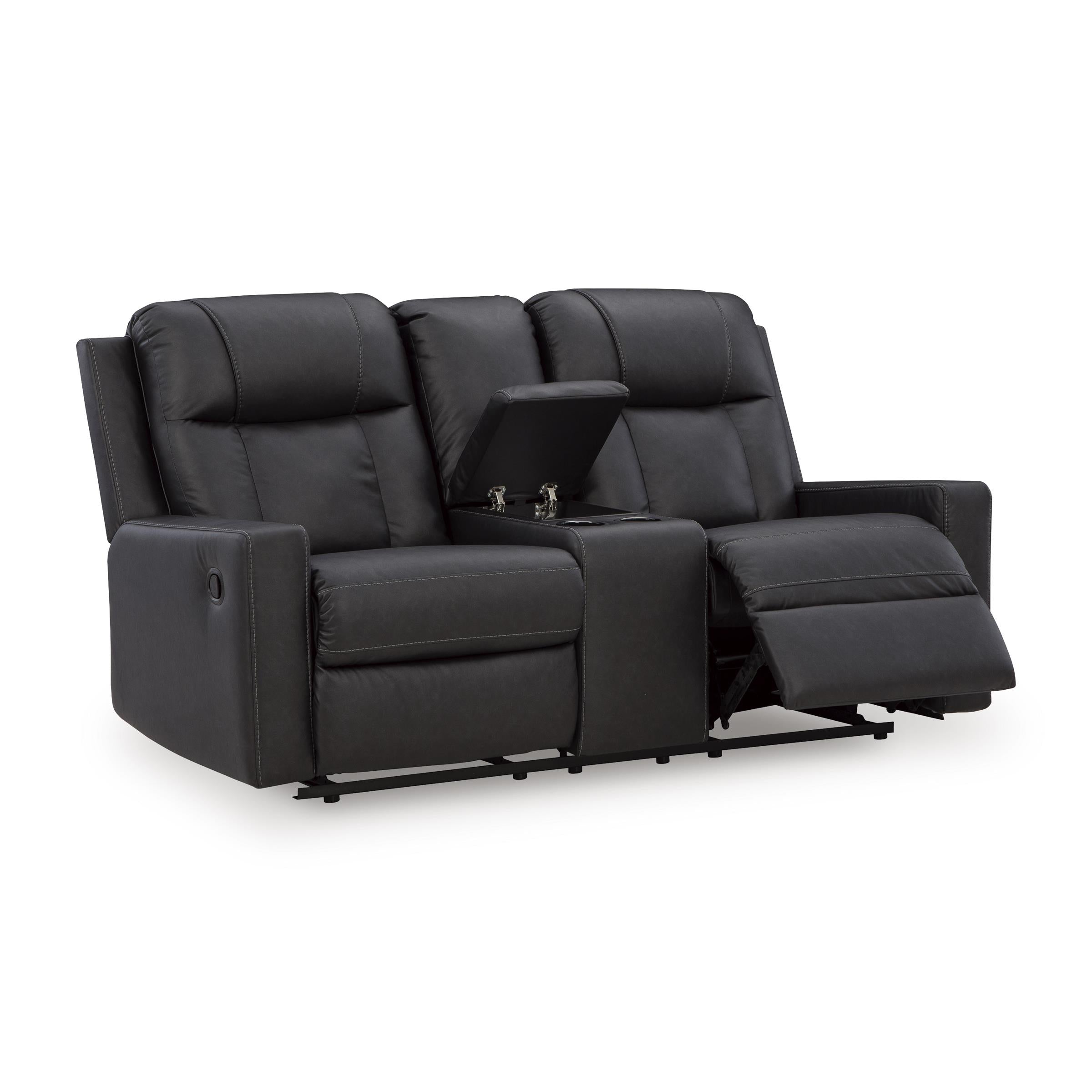 Benchcraft Mackmenville Reclining Leather Look Loveseat with Console 7471394 IMAGE 2
