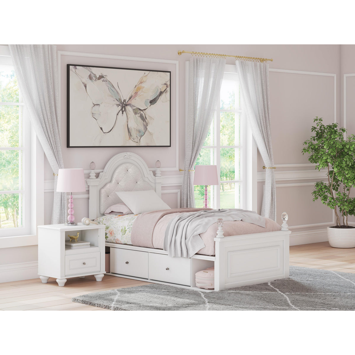 Signature Design by Ashley Kozlani Twin Upholstered Panel Bed with Storage PCB1819-153/PCB1819-52/PCB1819-150/B100-11 IMAGE 8