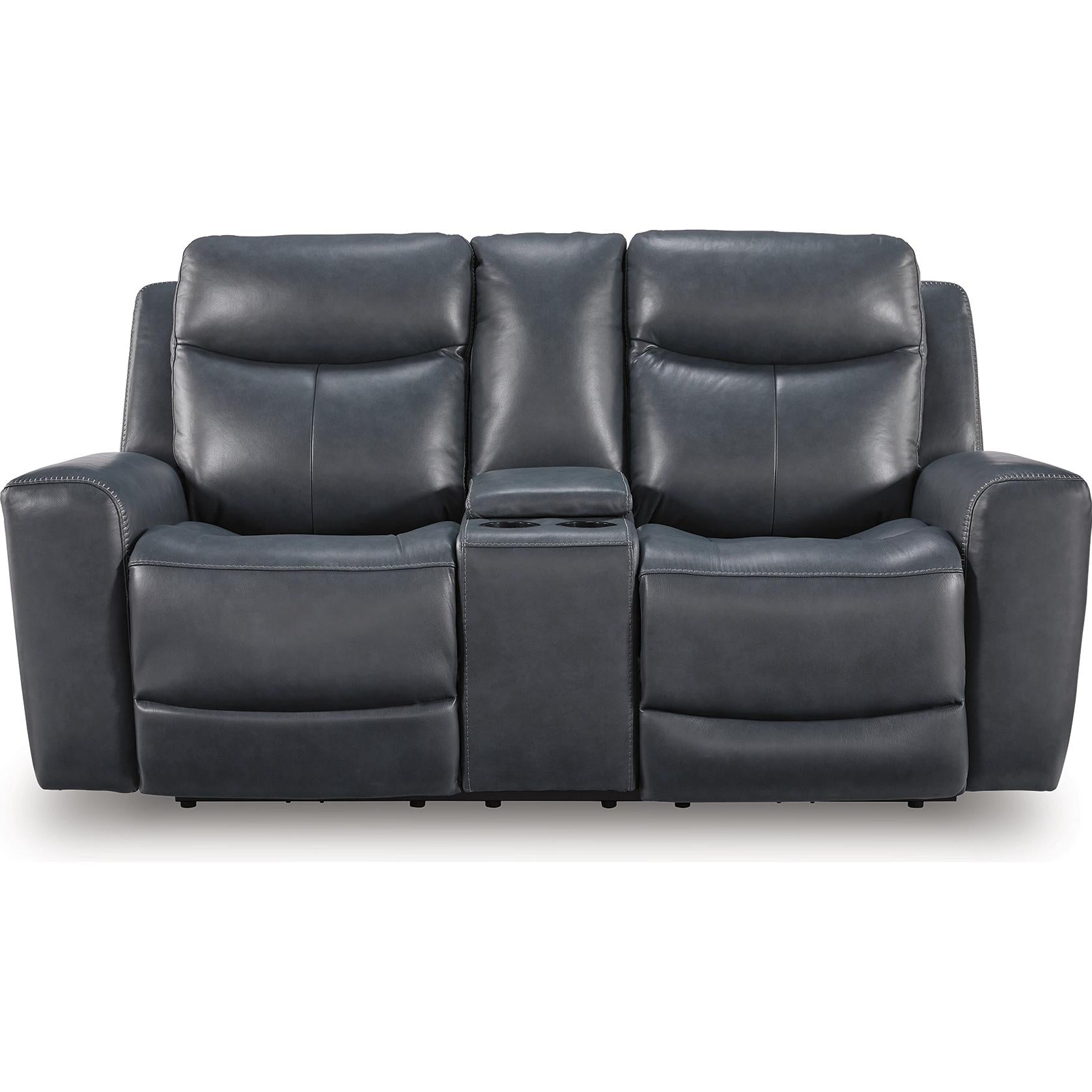 Signature Design by Ashley Next Move Power Reclining Leather Match Loveseat with Console PCU1210018 IMAGE 2
