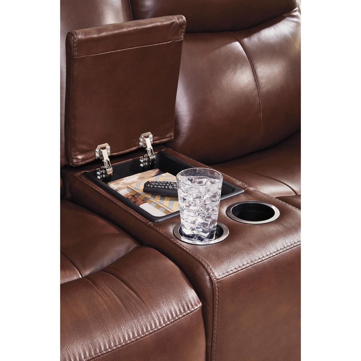 Signature Design by Ashley Next Move Power Reclining Leather Match Loveseat with Console PCU1210218 IMAGE 5