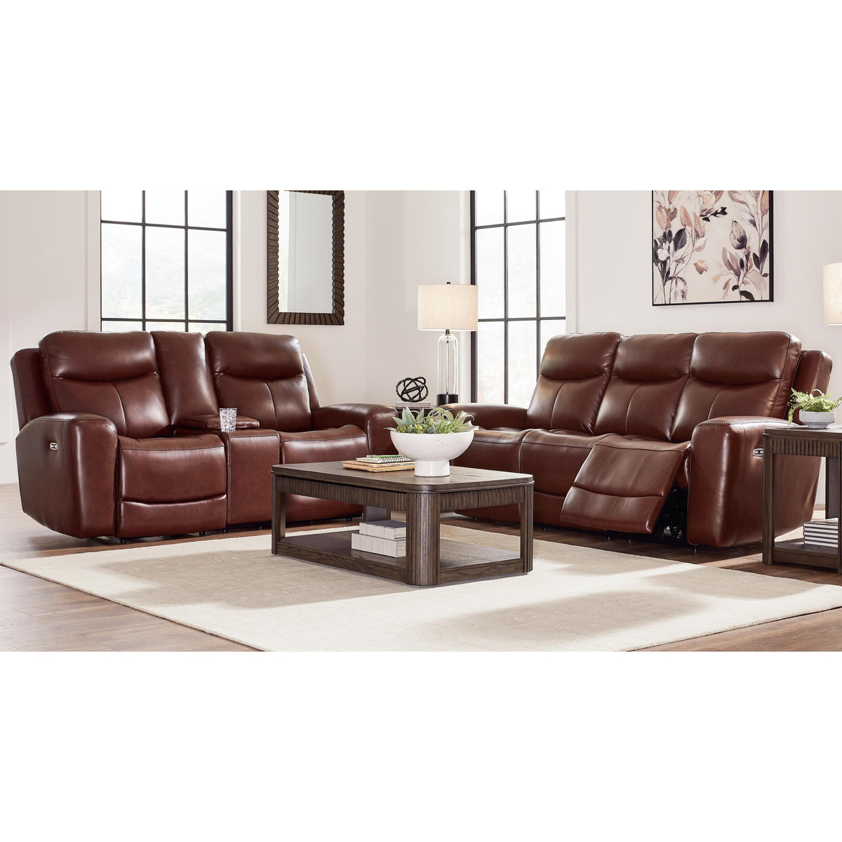 Signature Design by Ashley Next Move Power Reclining Leather Match Loveseat with Console PCU1210218 IMAGE 7
