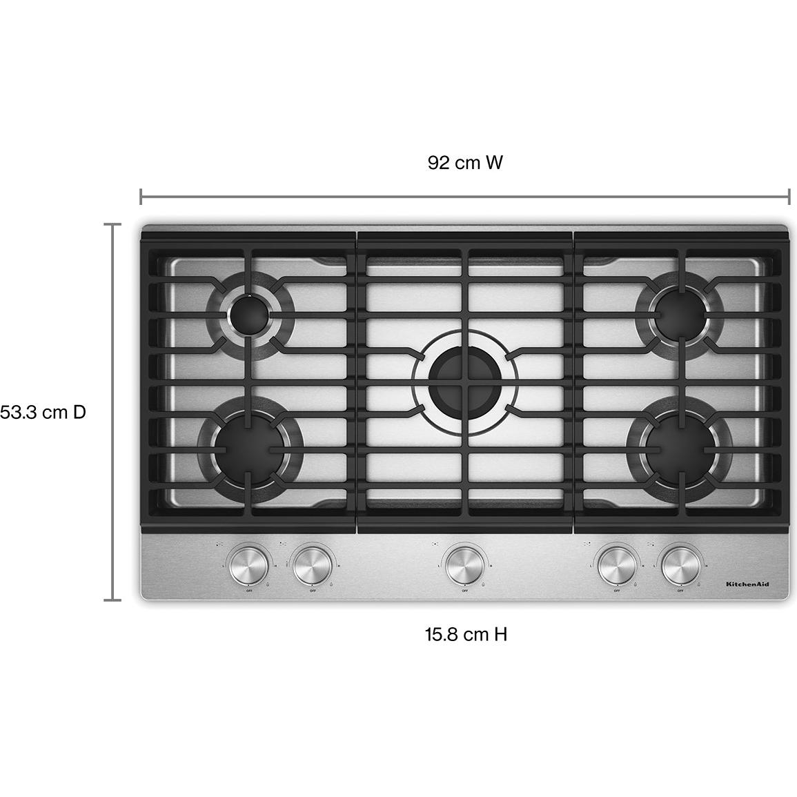 KitchenAid 36-inch Built-in Gas Cooktop with 5 Burners KCGK336SSS IMAGE 4