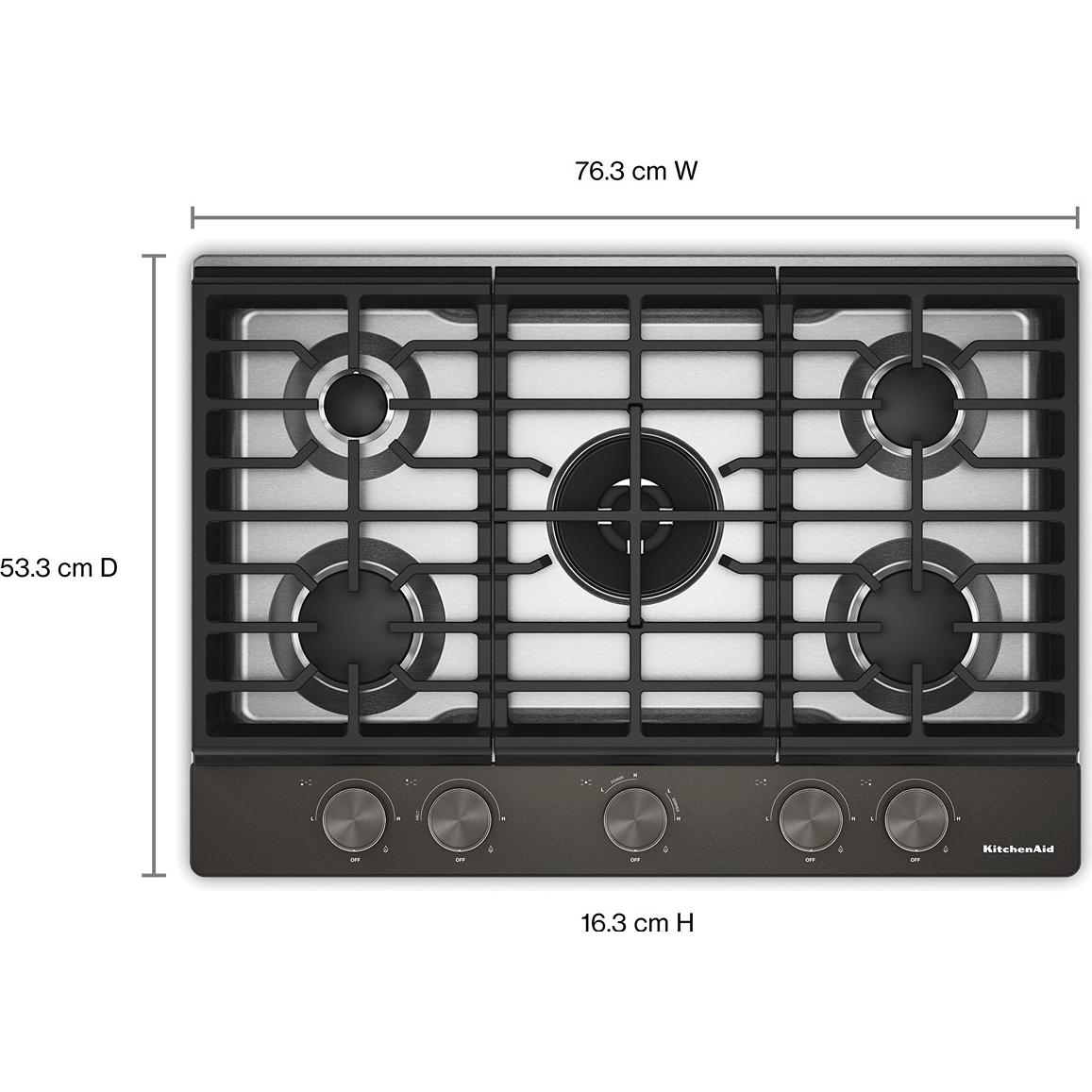 KitchenAid 30-inch Built-in Gas Cooktop with 5 Burners KCGK530SBE IMAGE 3