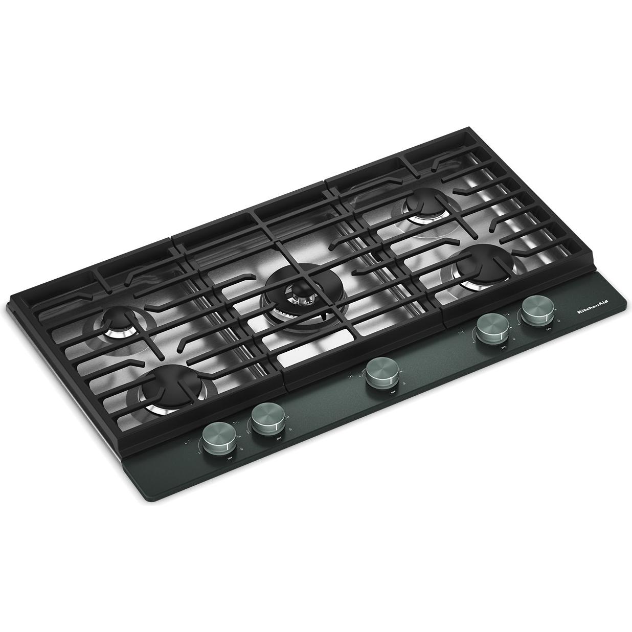 KitchenAid 36-inch Built-in Gas Cooktop with 5 Burners KCGK536SJP IMAGE 2
