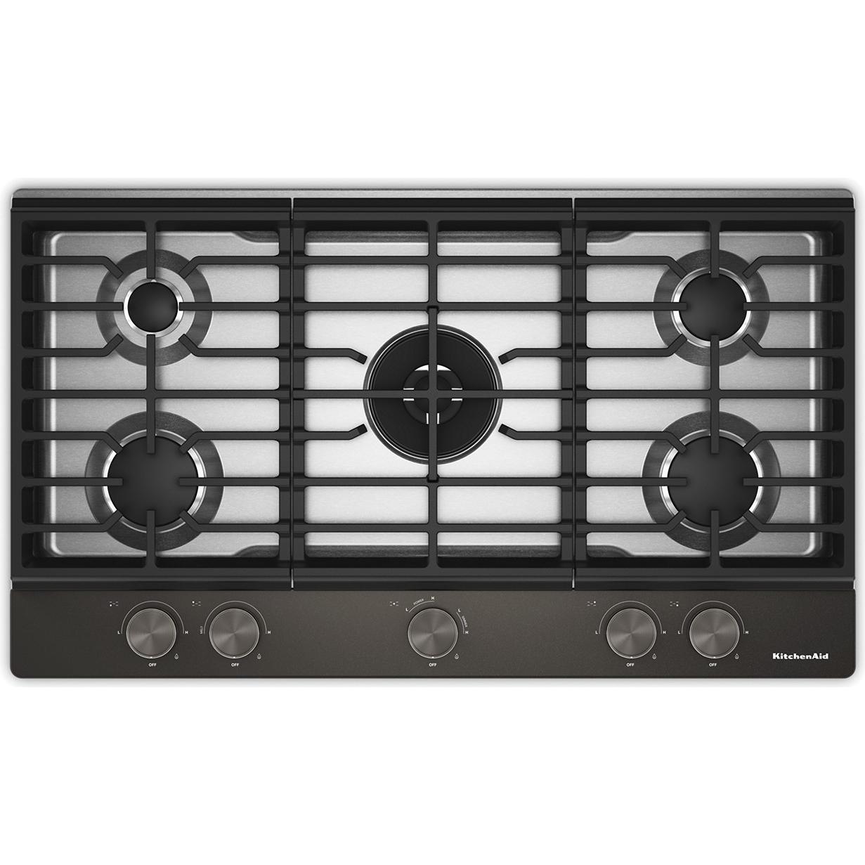 KitchenAid 36-inch Built-in Gas Cooktop with 5 Burners KCGK736SBE IMAGE 1