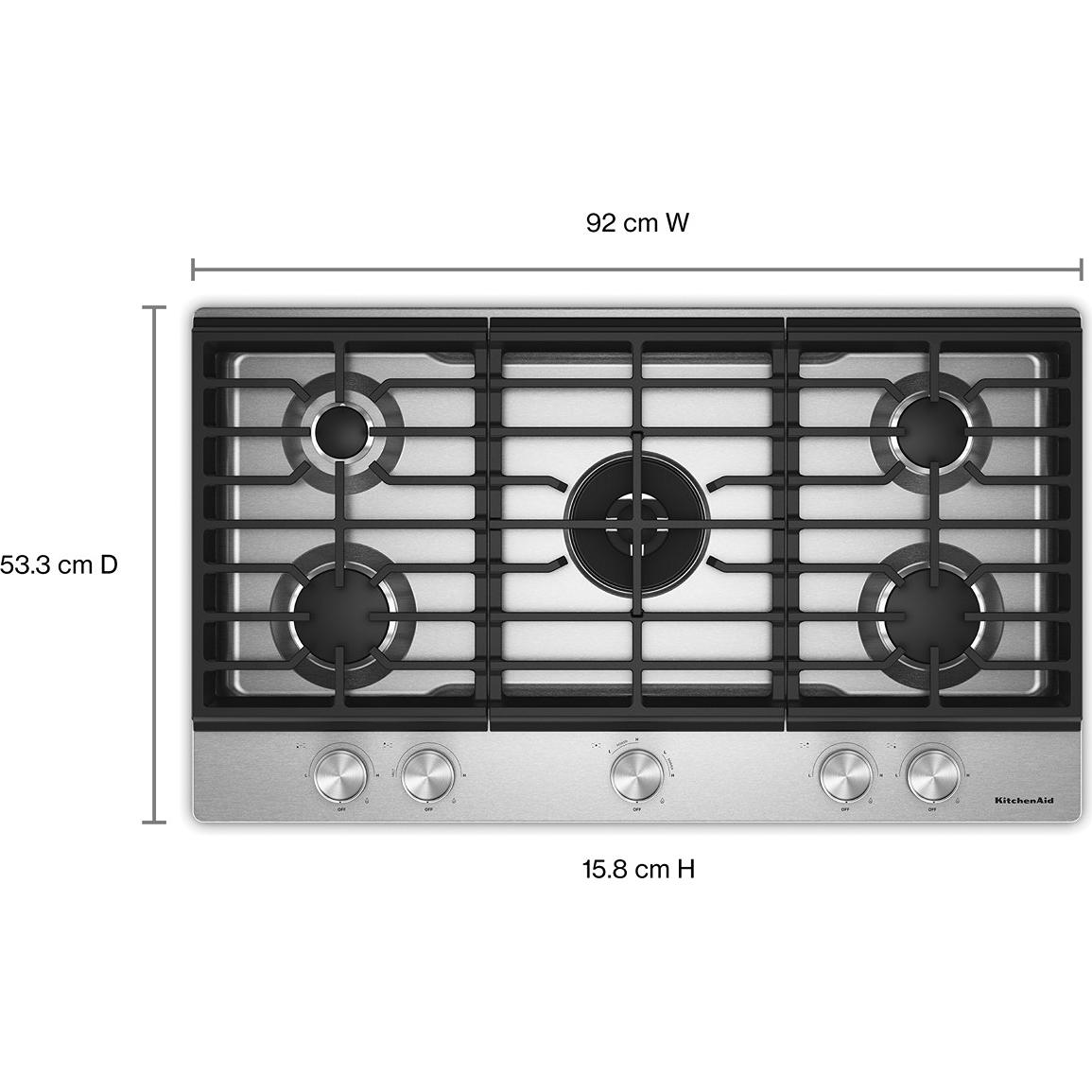 KitchenAid 36-inch Built-in Gas Cooktop with 5 Burners KCGK736SSS IMAGE 4