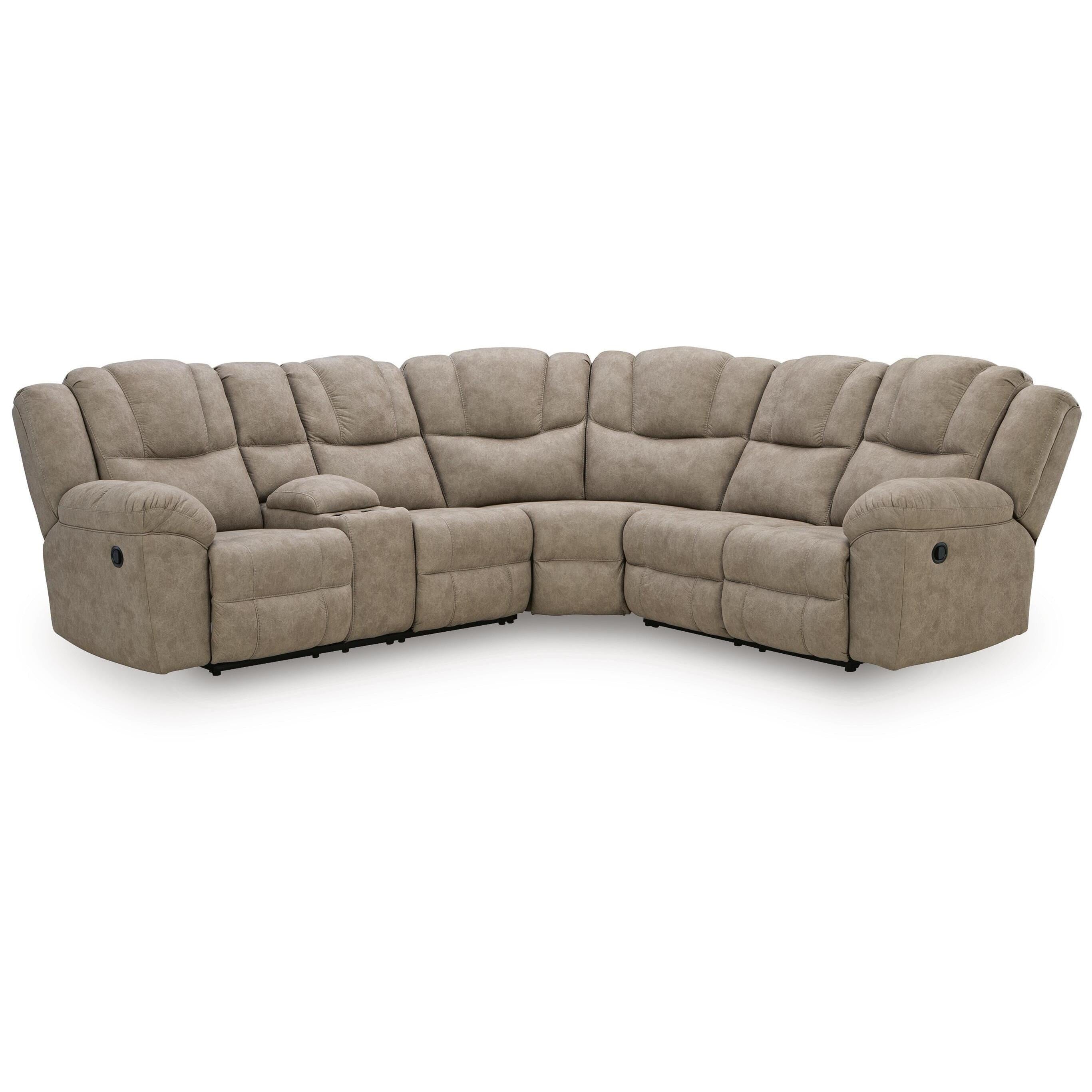 Signature Design by Ashley Pearce-Pike PC69205S1 3 pc Reclining Sectional with Console IMAGE 1