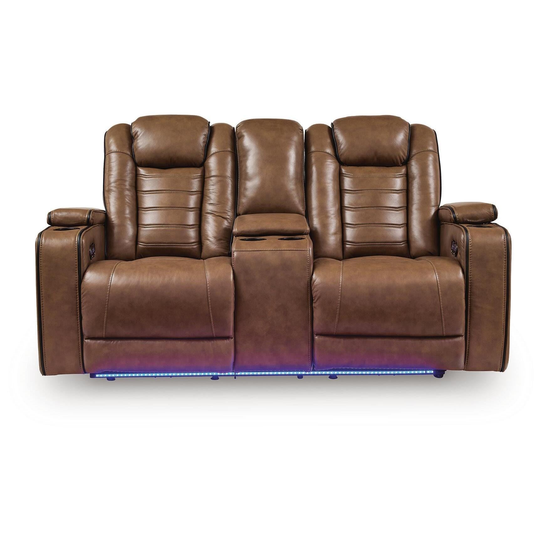 Signature Design by Ashley Gruaro PCU1420018 Power Reclining Loveseat with Console & Adjutasble Headrest IMAGE 1