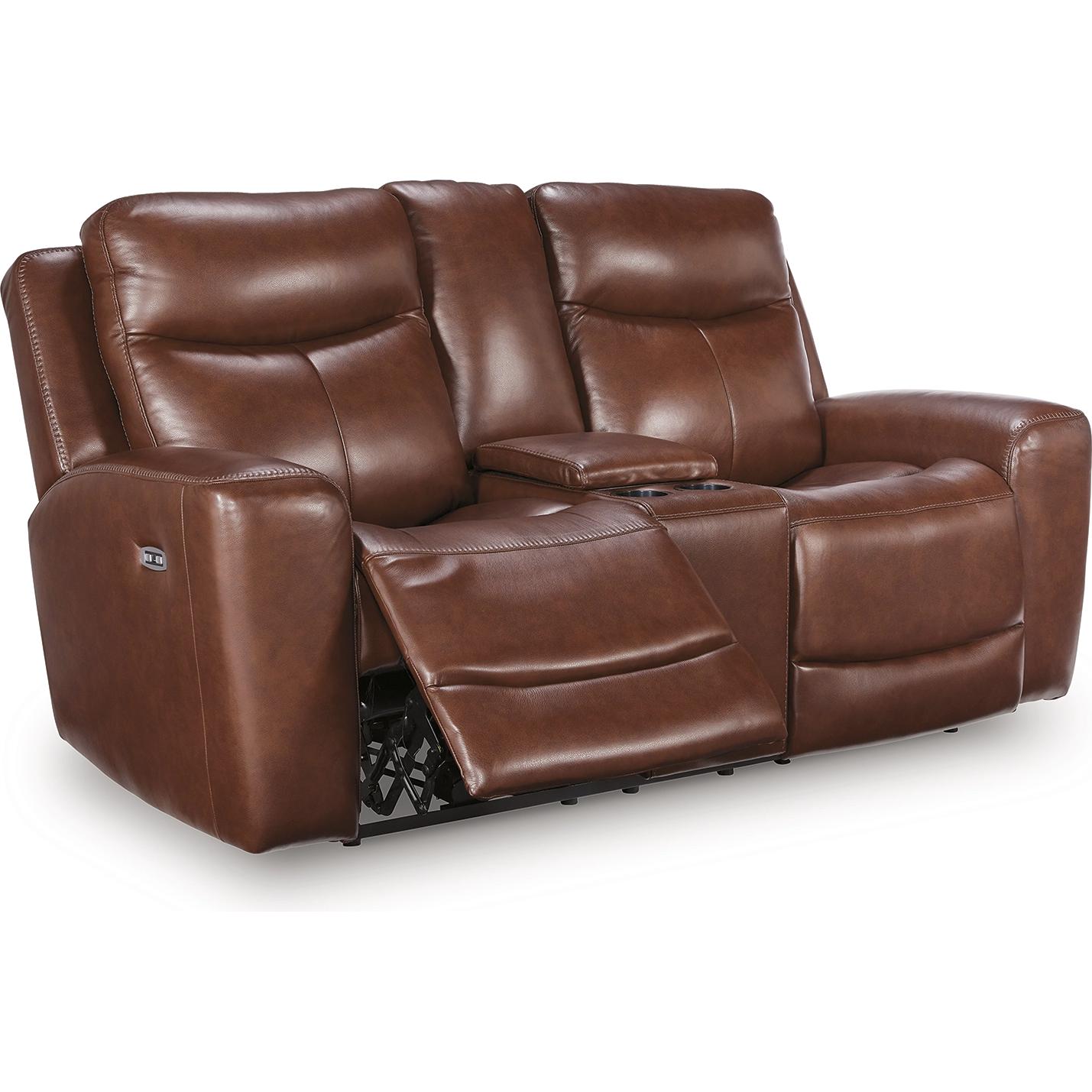 Signature Design by Ashley Next Move Power Reclining Leather Match Loveseat with Console PCU1210218C IMAGE 2