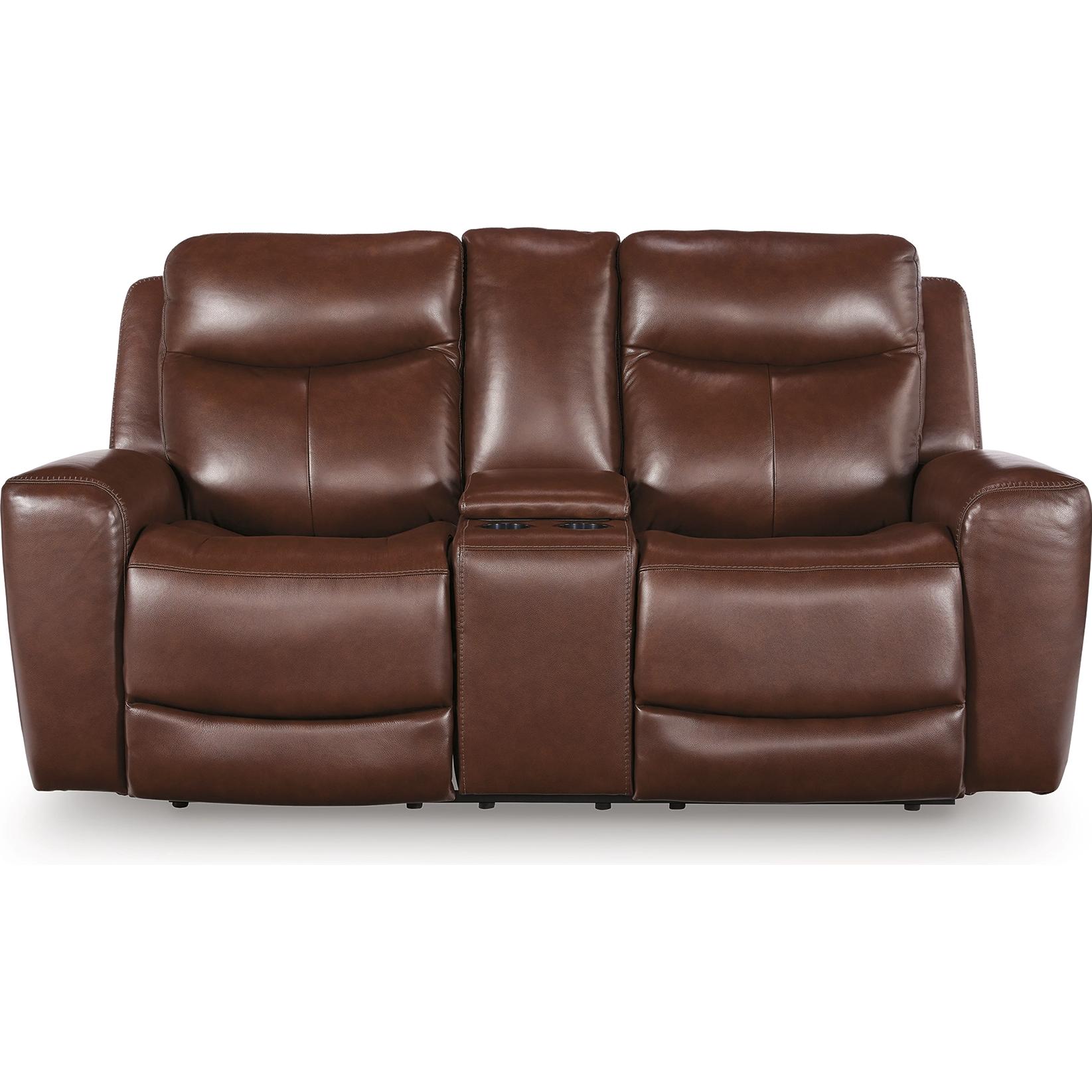 Signature Design by Ashley Next Move Power Reclining Leather Match Loveseat with Console PCU1210218C IMAGE 3