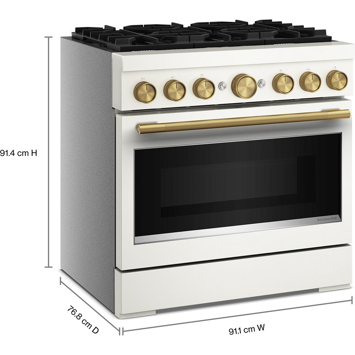 KitchenAid 36-inch, 5.1 cu. ft. Freestanding Commercial-Style Dual-Fuel Range with Even-Heat™ True Convection KFDS936SPL IMAGE 7