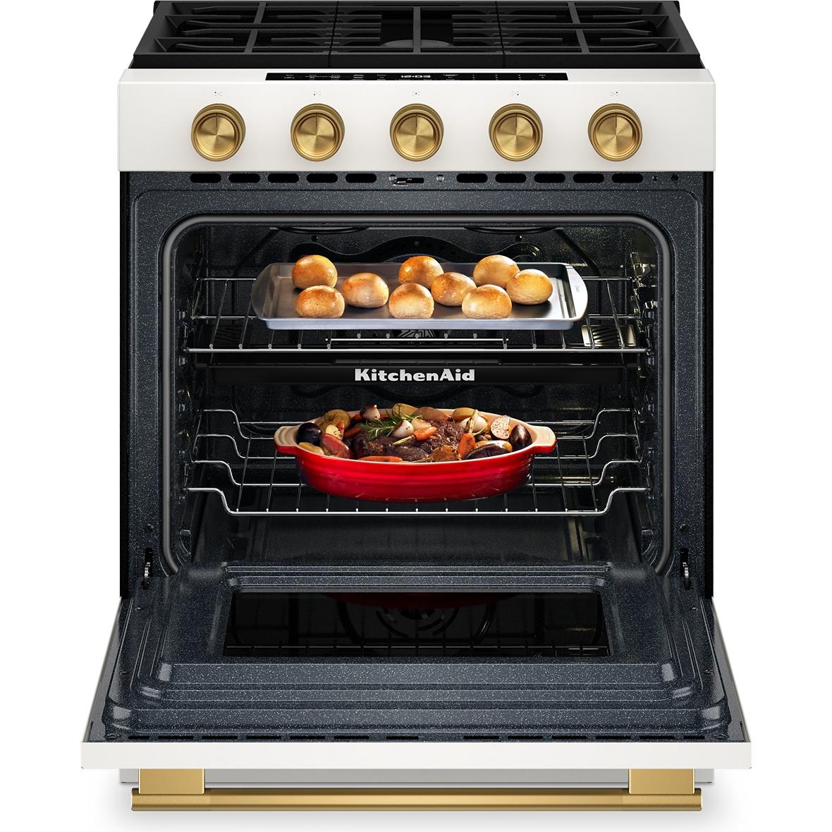 KitchenAid 30-inch Smart Slide-in Gas Range with Convection Cooking Modes and 2-in-1 Burner KSGS530SPL IMAGE 2