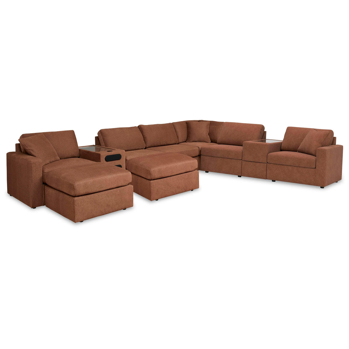 Signature Design by Ashley® Modmax 92102U13 8 pc Sectional and 2 Ottomans - Spice IMAGE 1