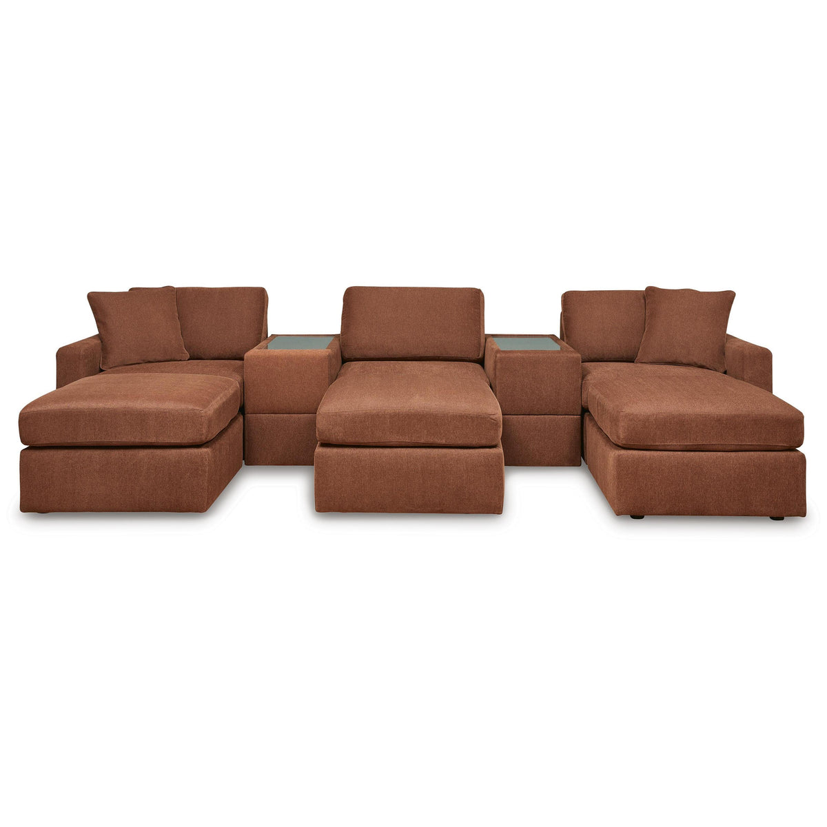 Signature Design by Ashley® Modmax 92102U19 5 pc Sectional and 3 Ottomans - Spice IMAGE 1