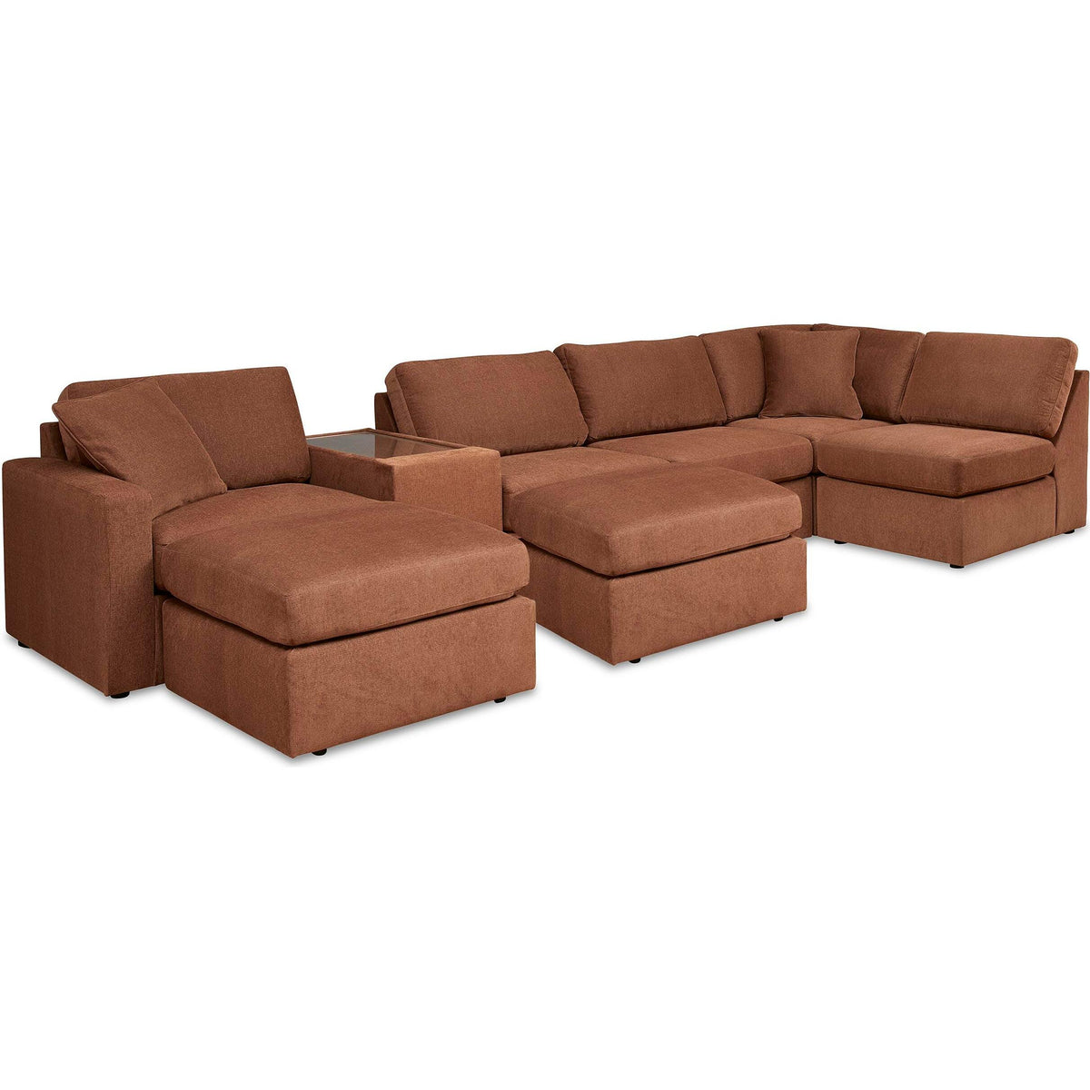 Signature Design by Ashley® Modmax 92102U5 6 pc Sectional and 2 Ottomans - Spice IMAGE 1