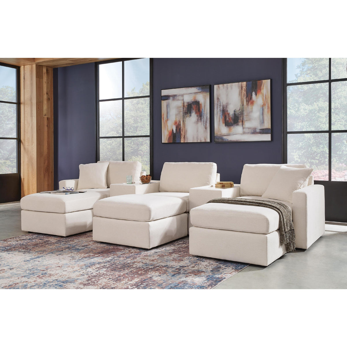 Signature Design by Ashley® Modmax 92103U19 5 pc Sectional and 3 Ottomans - Oyster IMAGE 2