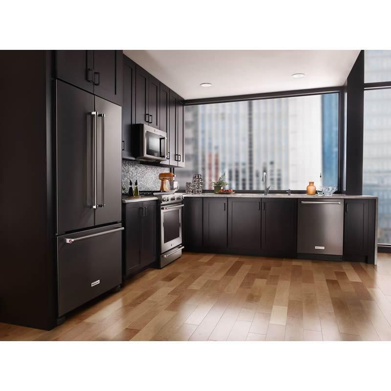  KitchenAid 33-inch, 22 cu. ft. Freestanding French 3-Door Refrigerator with Internal Water Dispenser KRFF302EBS IMAGE 2