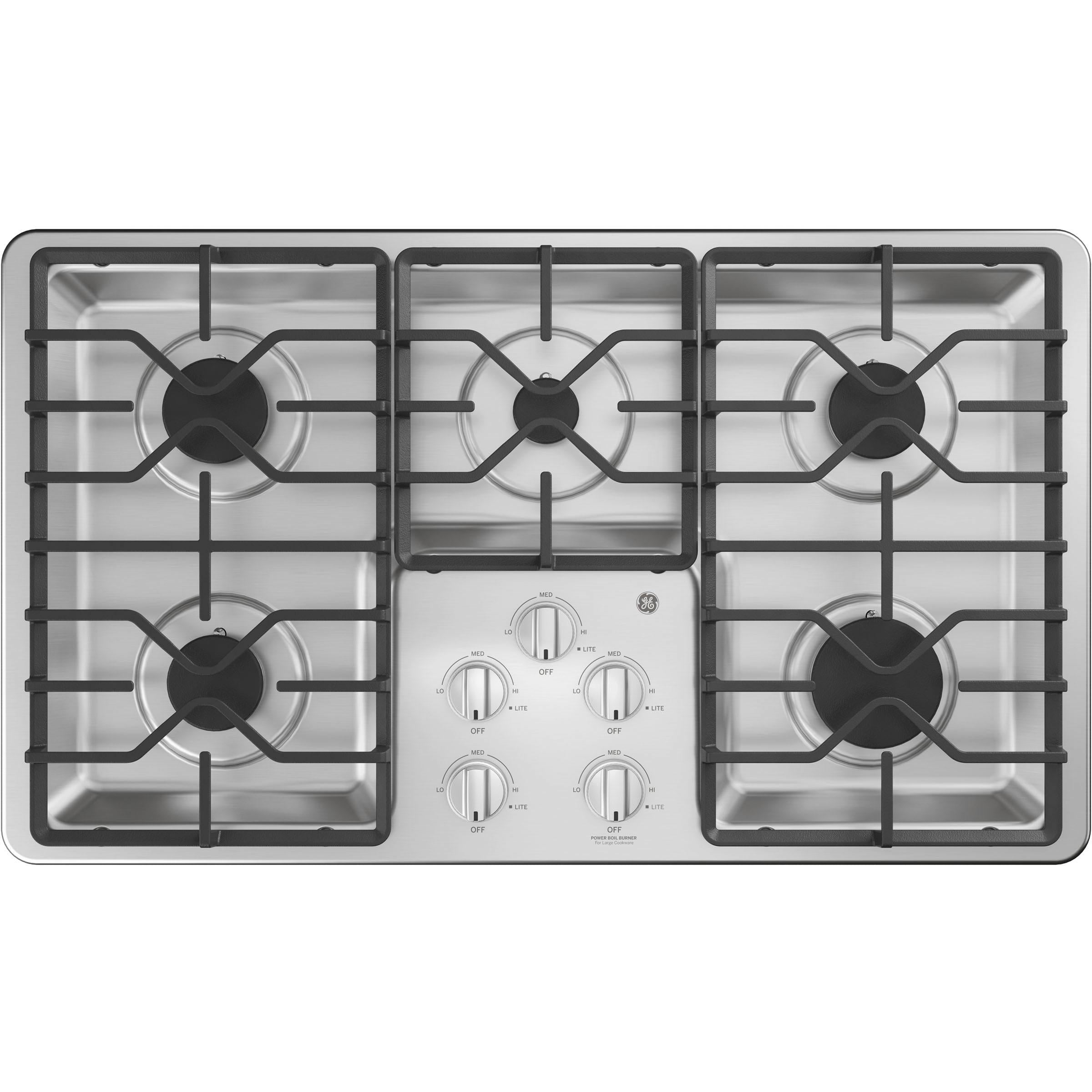  GE 36-inch Built-In Gas Cooktop with MAX Burner System JGP3036SLSS IMAGE 1