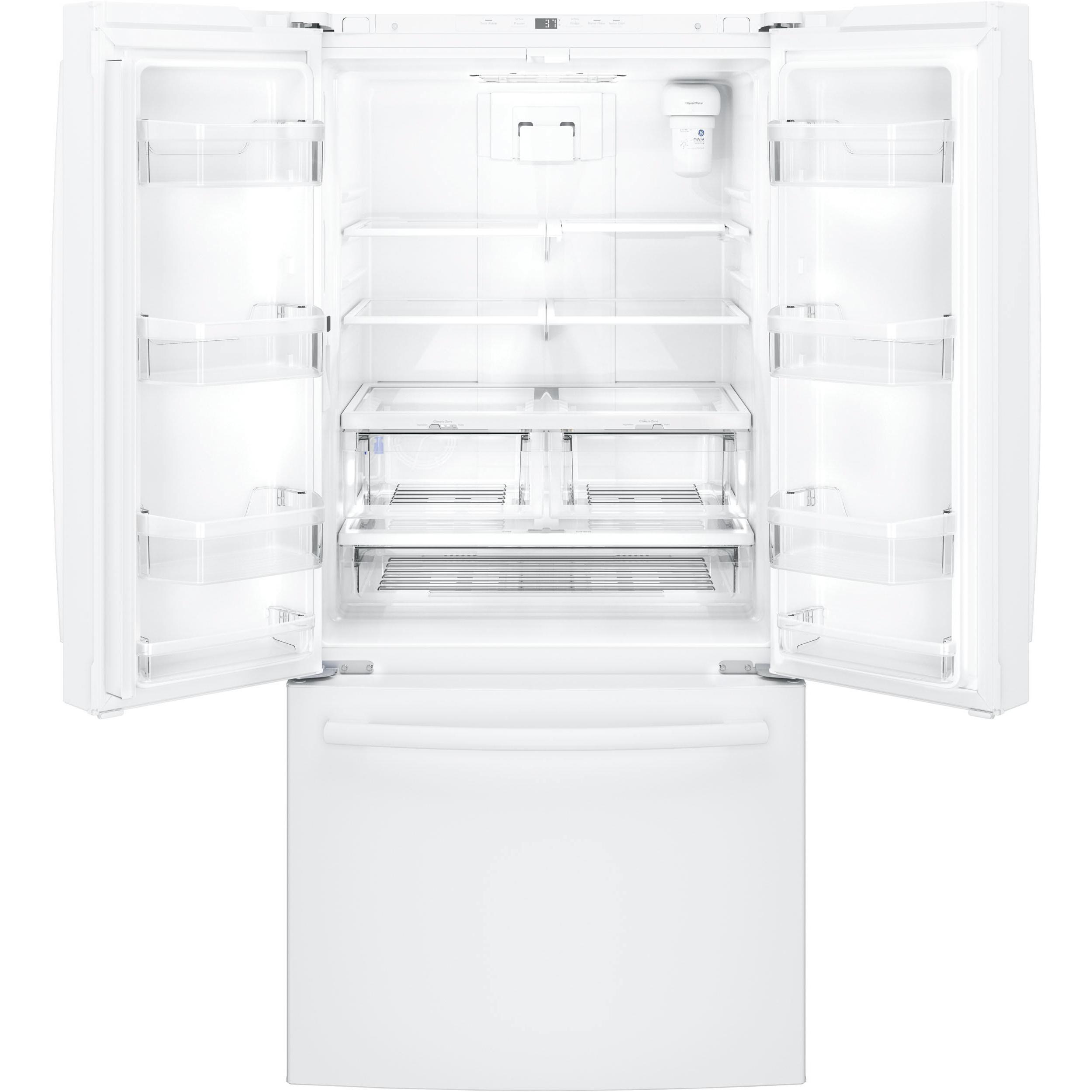  GE 33-inch, 18.6 cu. ft. Counter-Depth French-Door Refrigerator with Ice Maker GWE19JGLWW IMAGE 2