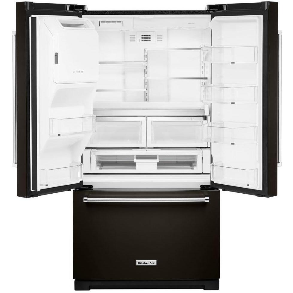  KitchenAid 36-inch, 26.8 cu. ft. Freestanding French Door 3-Door Refrigerator with Exterior Ice and Water Dispensing System KRFF507HBS IMAGE 2
