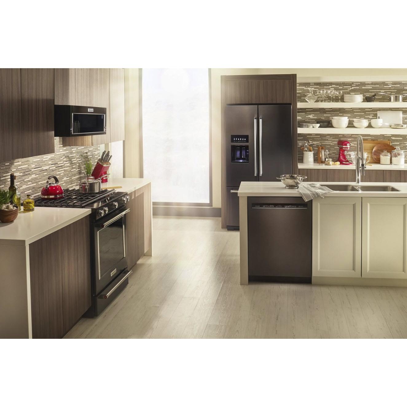  KitchenAid 36-inch, 26.8 cu. ft. Freestanding French Door 3-Door Refrigerator with Exterior Ice and Water Dispensing System KRFF507HBS IMAGE 8