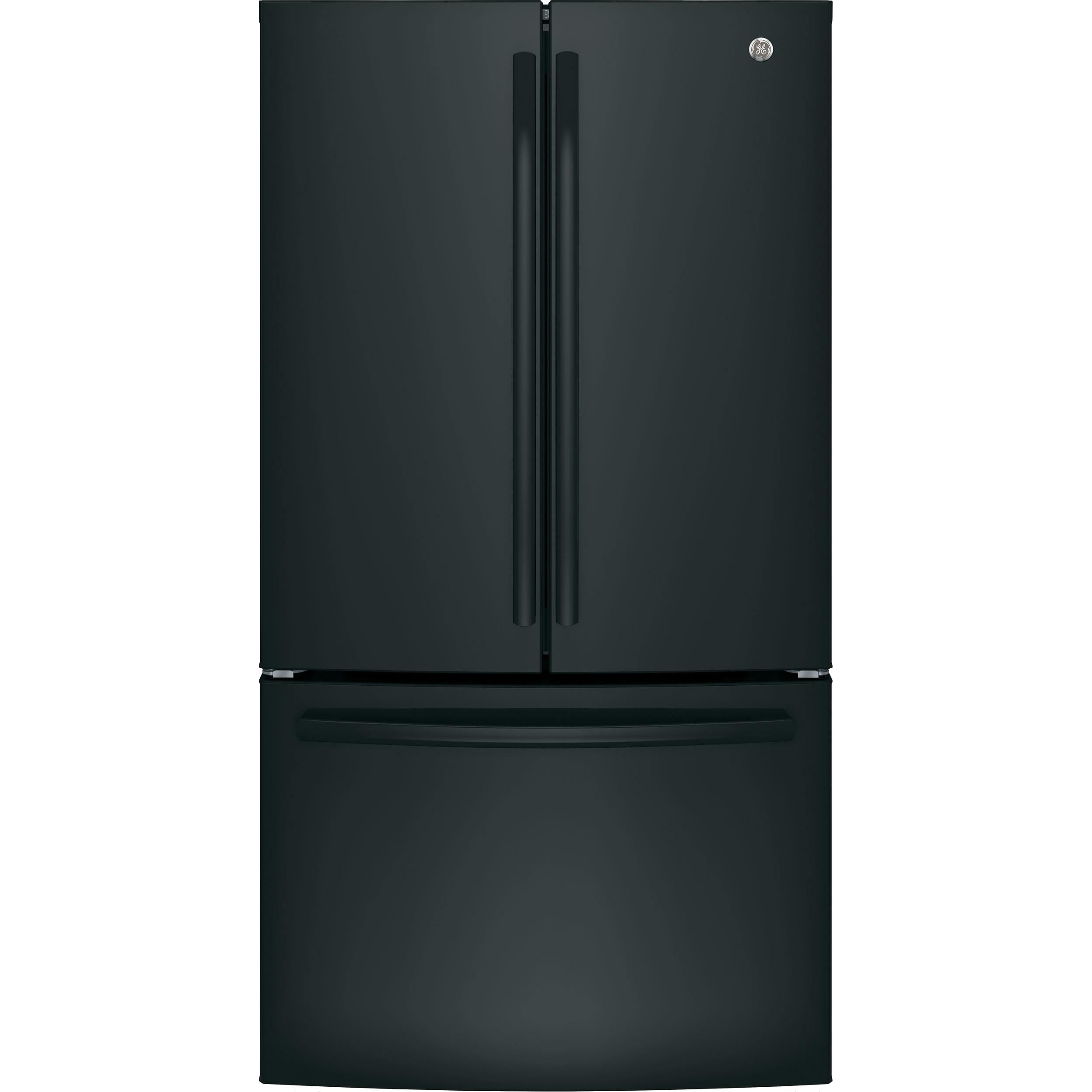  GE 36-inch, 27 cu.ft. Freestanding French 3-Door Refrigerator with Internal Water Dispenser GNE27JGMBB IMAGE 1