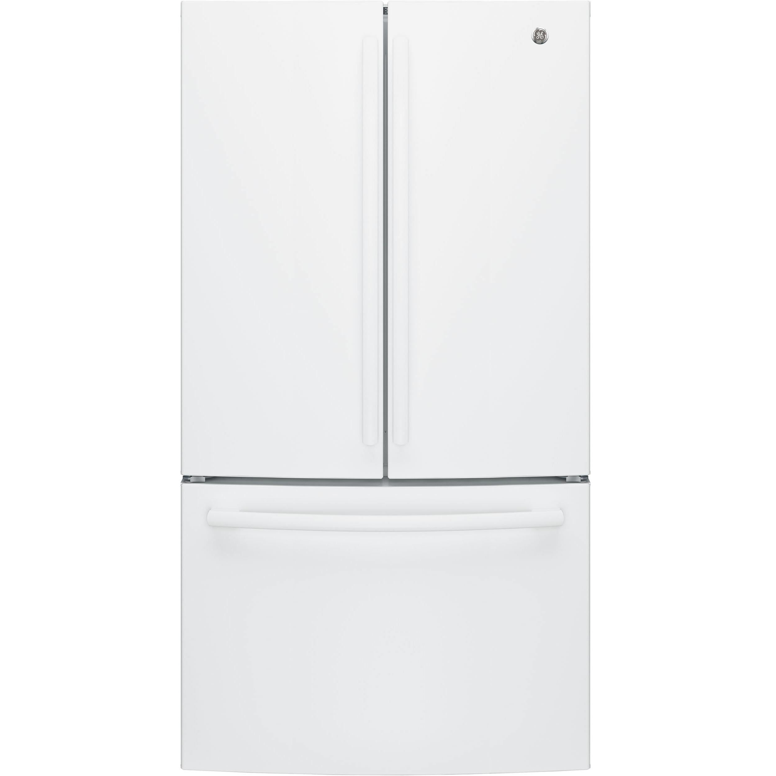  GE 36-inch, 27 cu.ft. Freestanding French 3-Door Refrigerator with Internal Water Dispenser GNE27JGMWW IMAGE 1