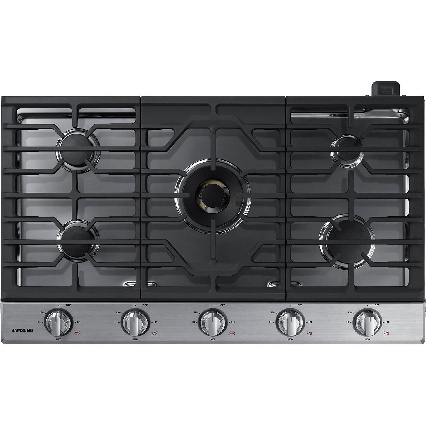  Samsung 36-inch Built-in Gas Cooktop with Wi-Fi and Bluetooth Connected NA36N7755TS/AA IMAGE 1