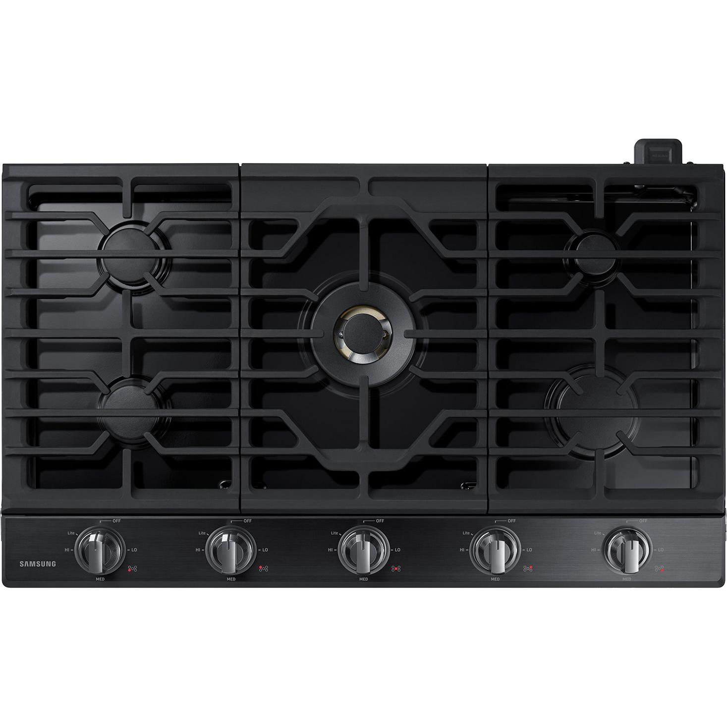  Samsung 36-inch Built-in Gas Cooktop with Wi-Fi and Bluetooth Connected NA36N7755TG/AA IMAGE 1