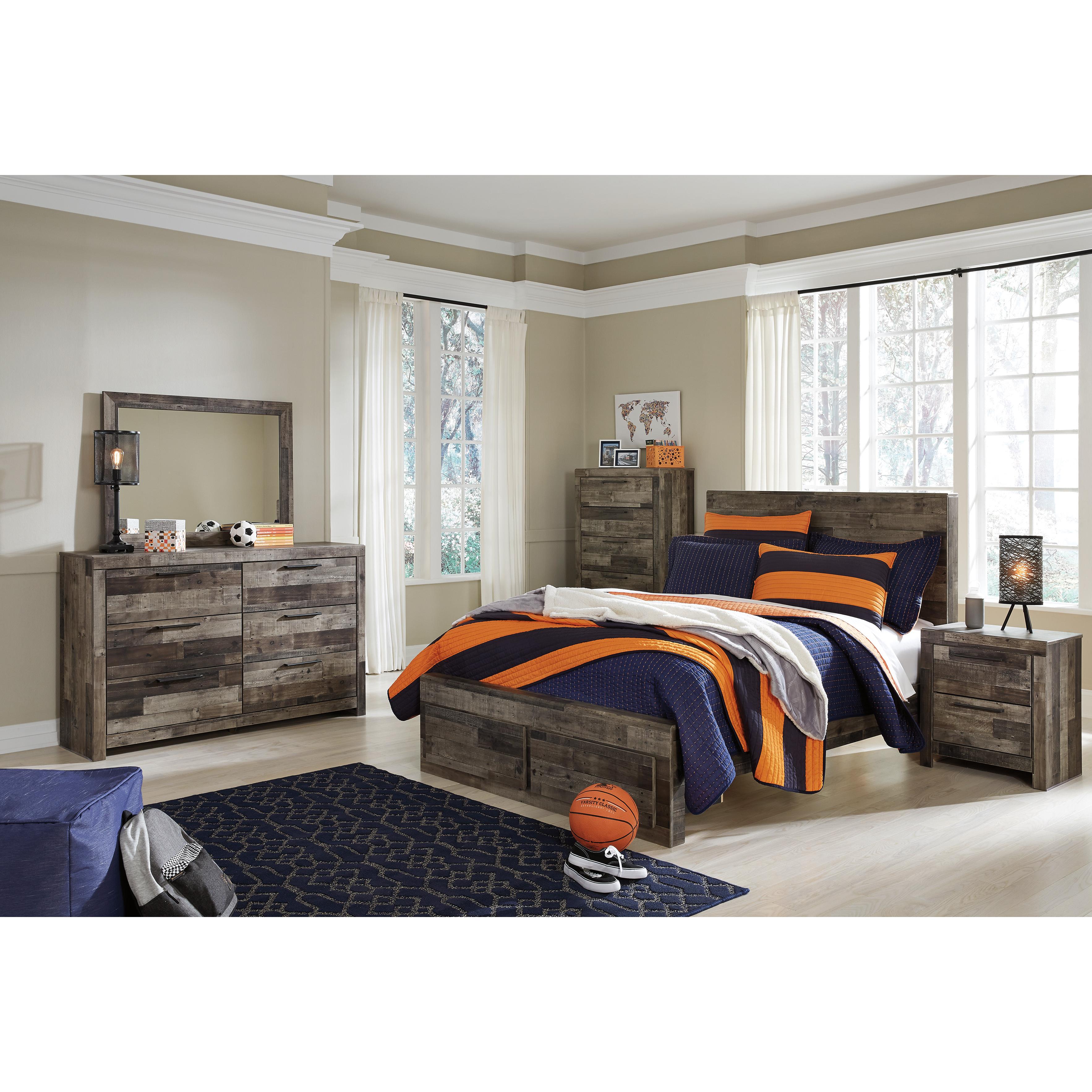  Benchcraft Derekson B200B16 Full Panel Bed with 2 Storage Drawers IMAGE 3