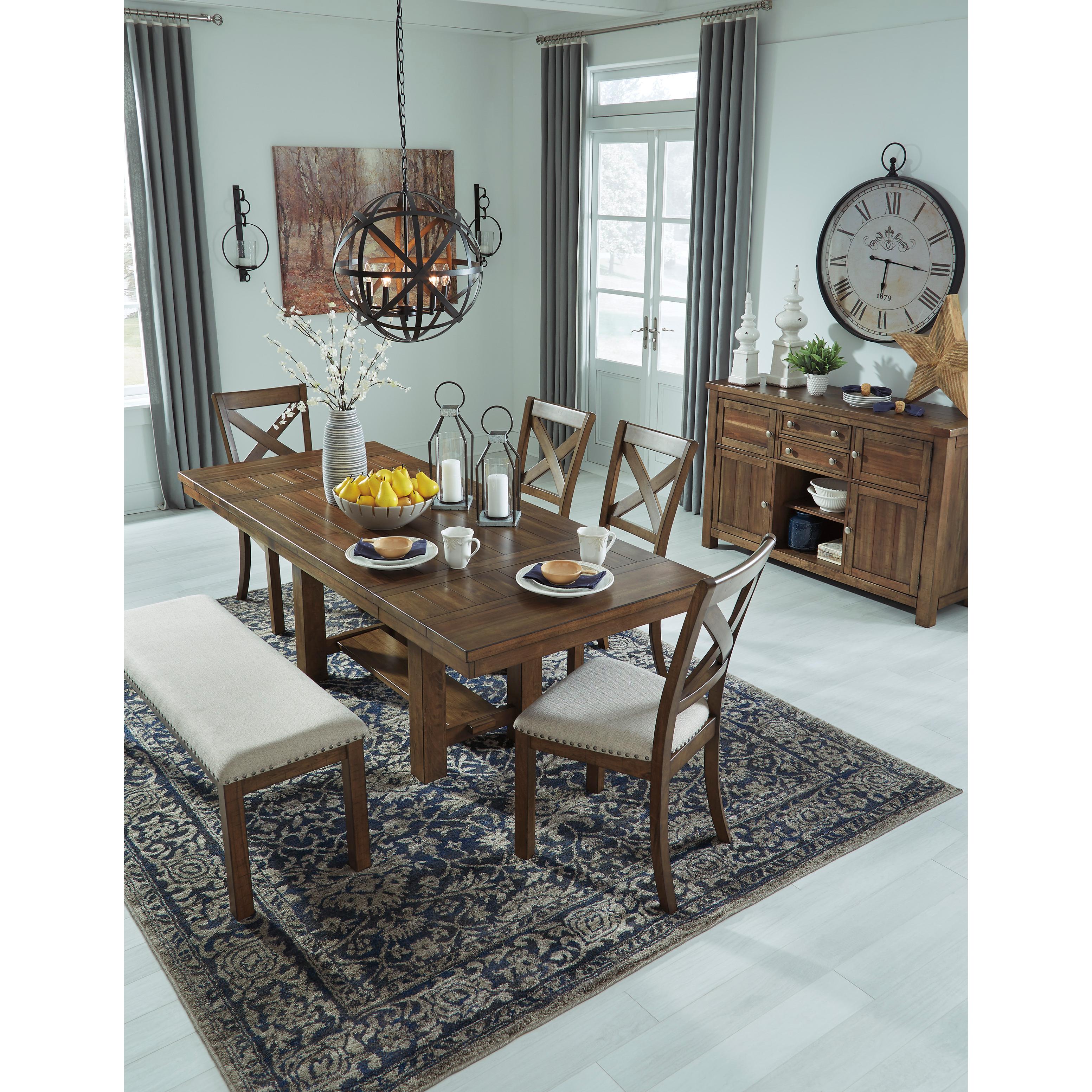  Signature Design by Ashley Moriville Dining Table with Trestle Base D631-45 IMAGE 6
