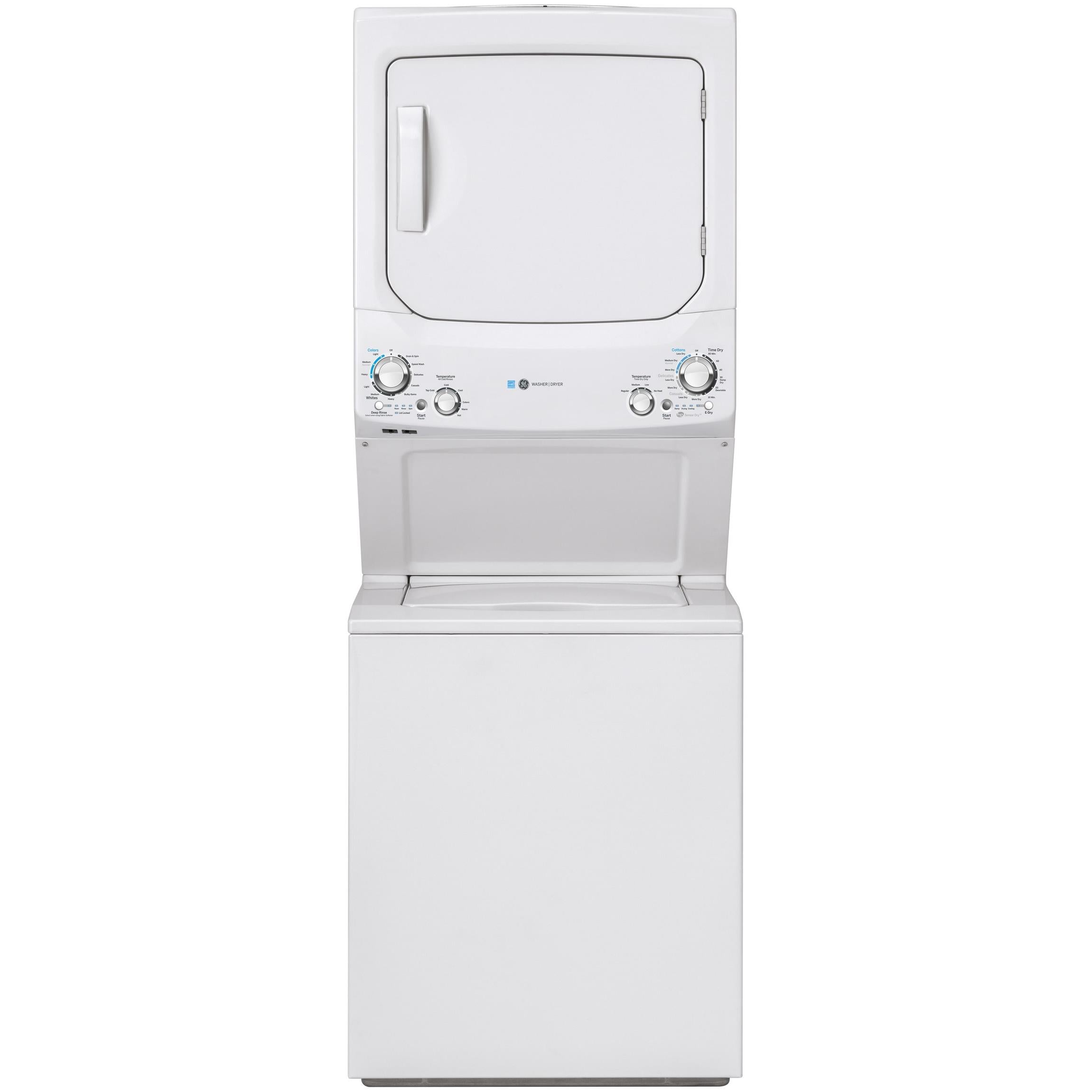  GE Stacked Washer/Dryer Electric Laundry Center GUD27EEMNWW IMAGE 1